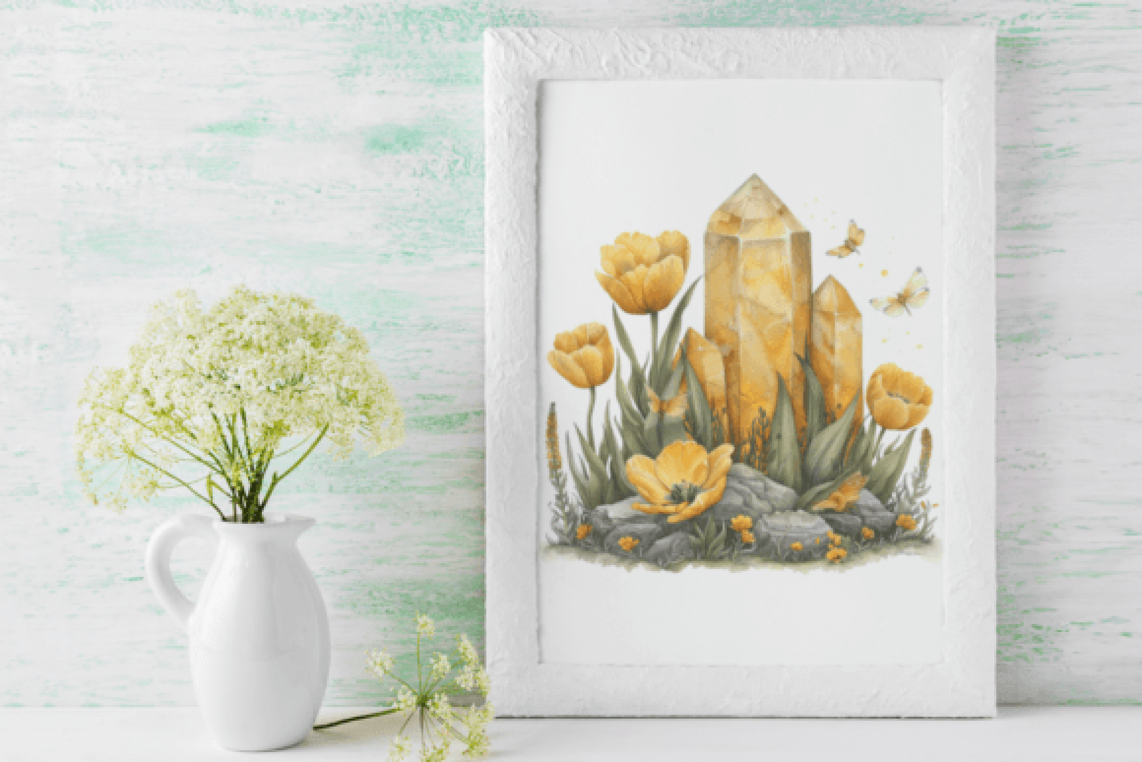 Yellow Tulip Crystal Clipart Bundle