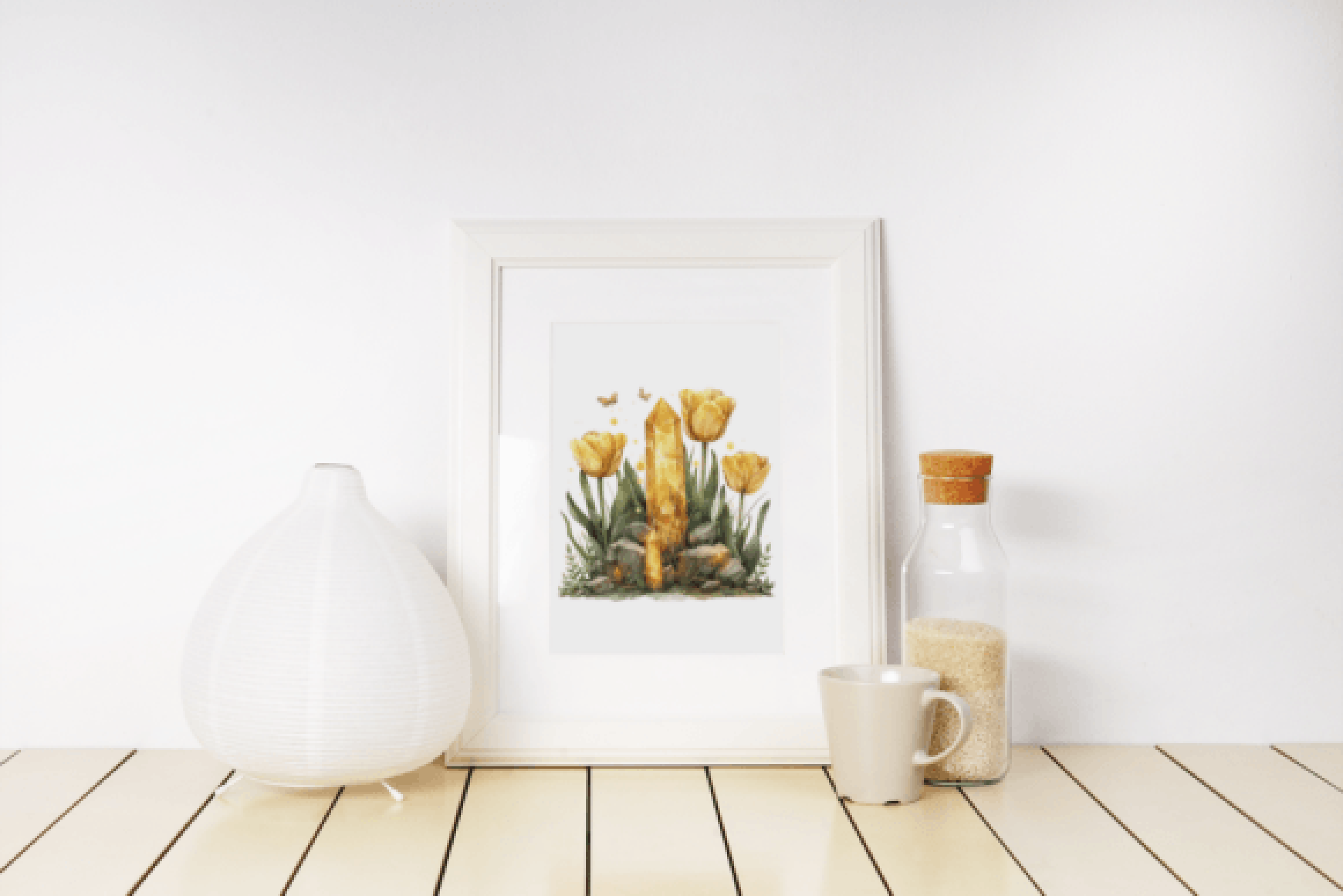 Vintage Yellow Floral Phone Design Clipart Bundle