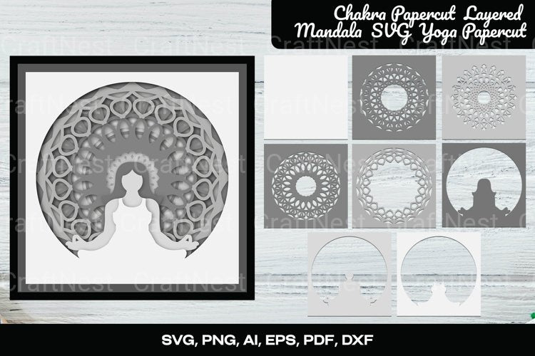 Yoga Chakra Mandala Layered SVG Bundle - CraftNest - Digital Crafting and Art