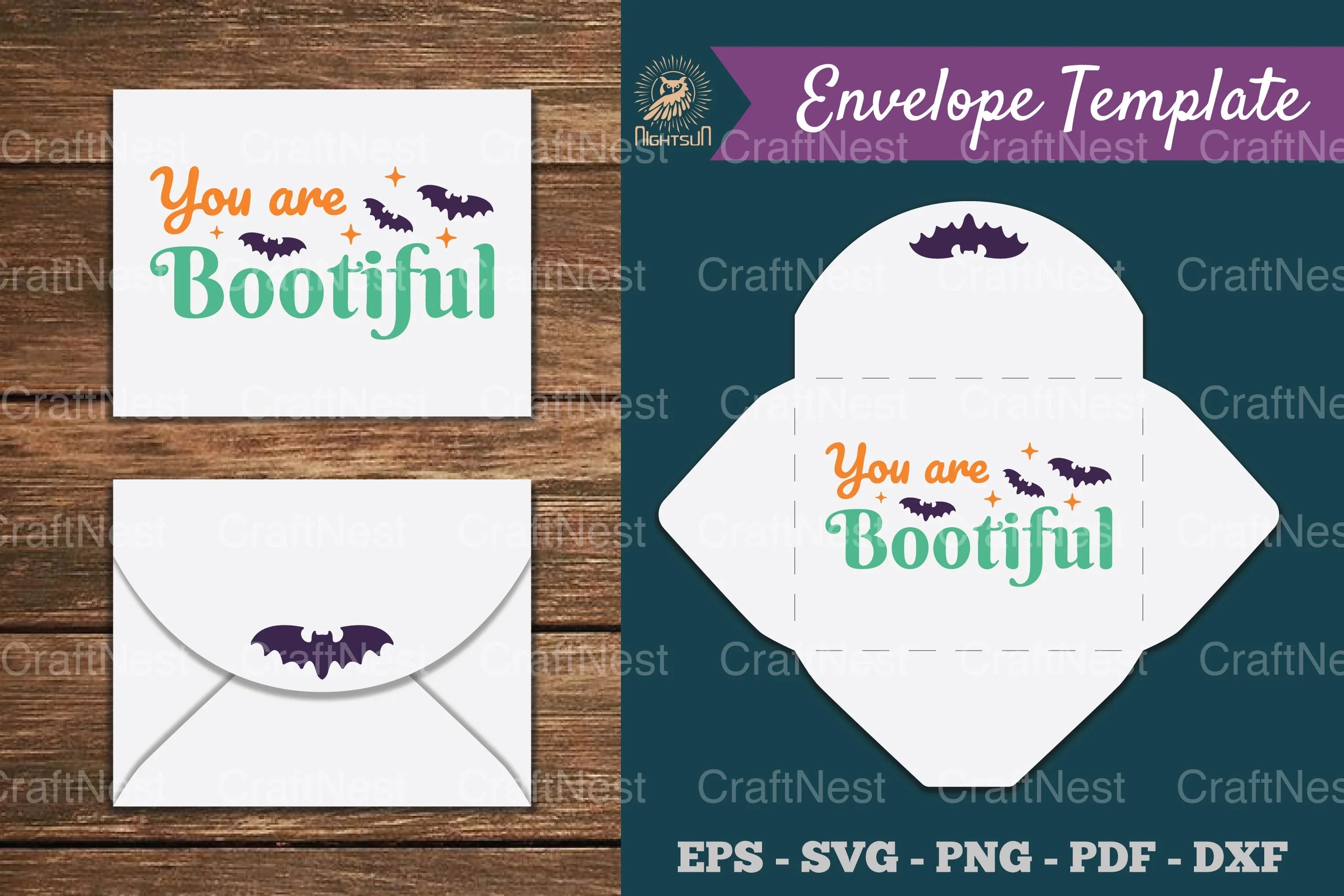 You Are Bootiful Envelope Template SVG - Clipart Bundle - CraftNest - Digital Crafting and Art