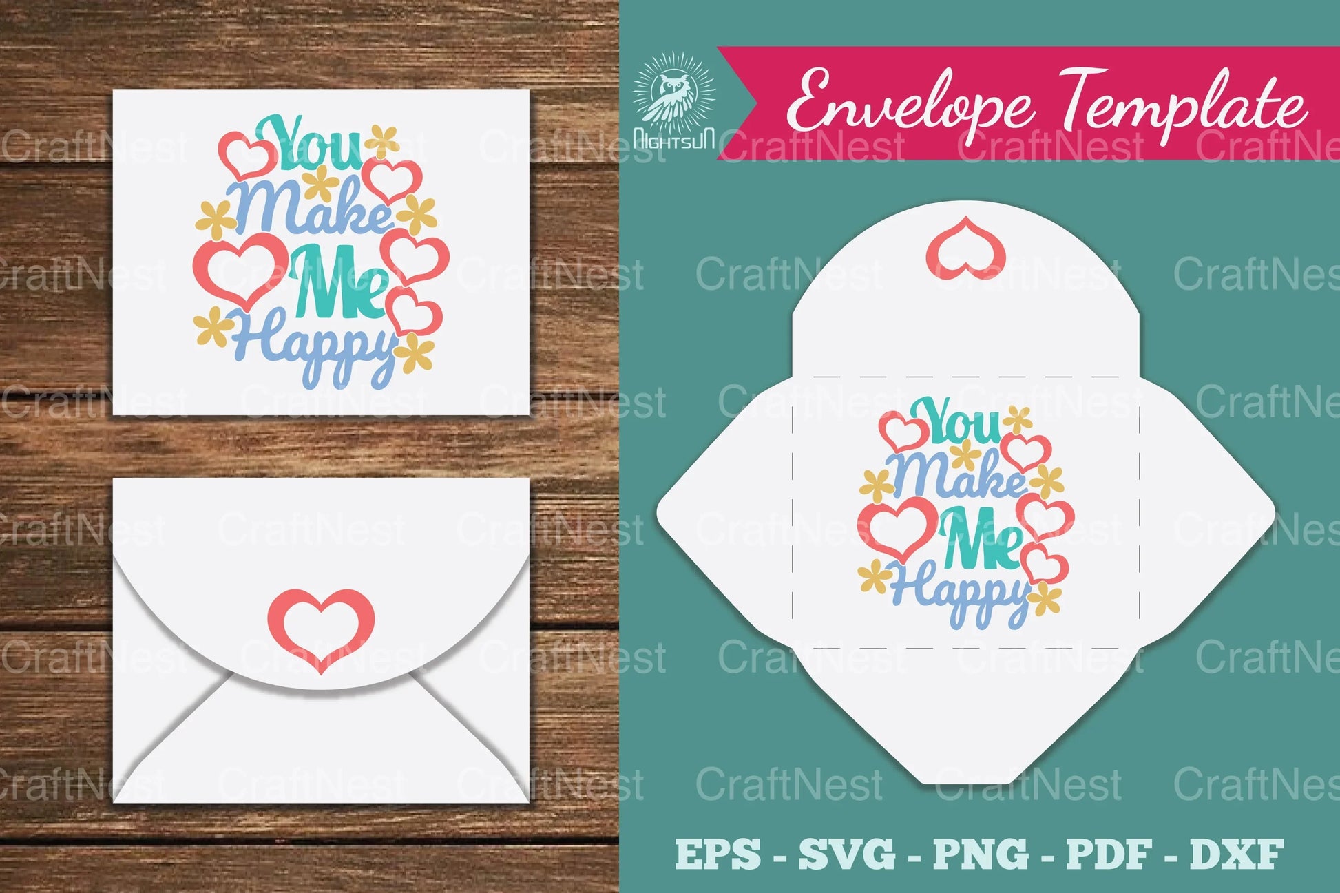 You Make Me Happy Envelope Template Clipart Bundle - CraftNest - Digital Crafting and Art