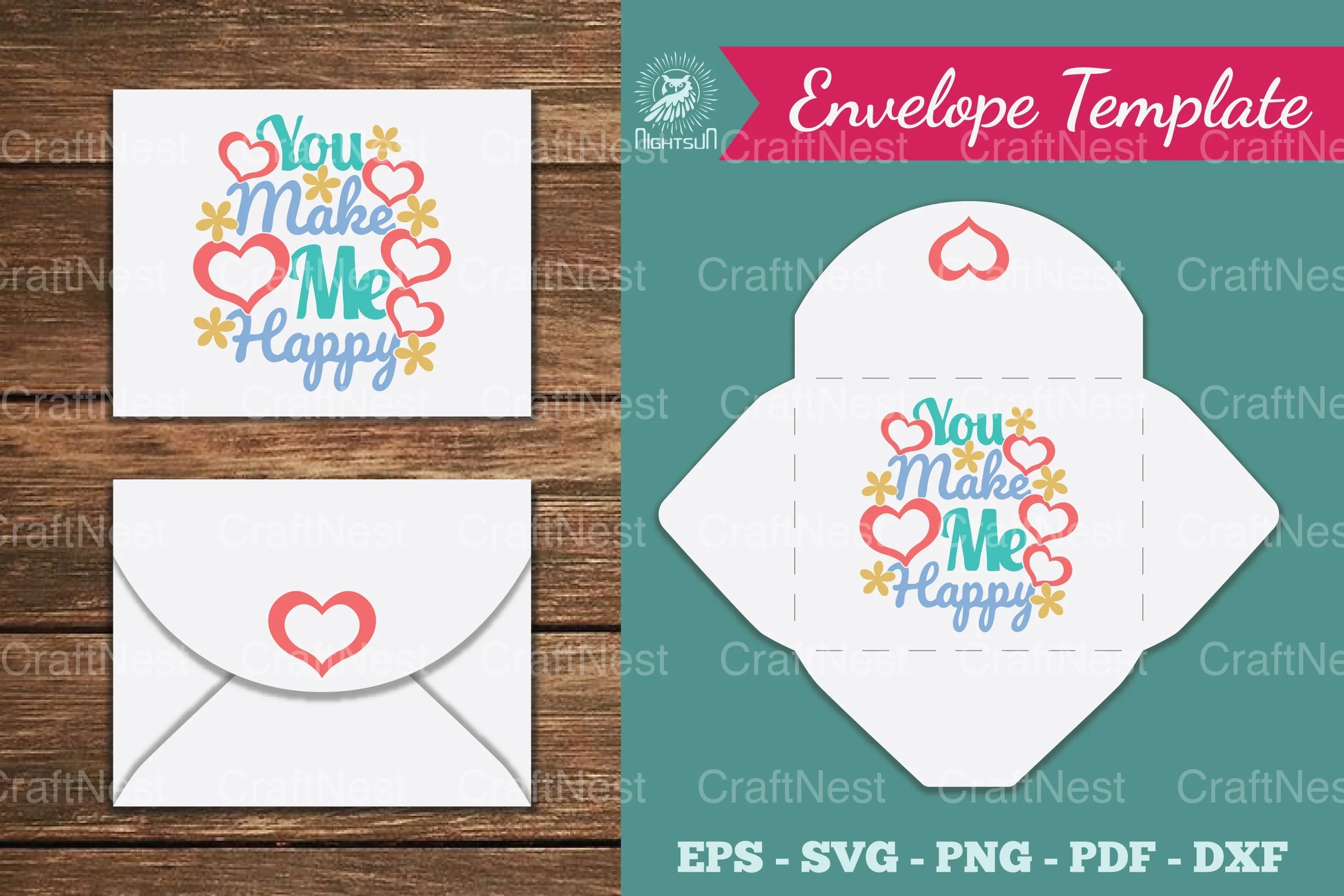 You Make Me Happy Envelope Template Clipart Bundle - CraftNest - Digital Crafting and Art