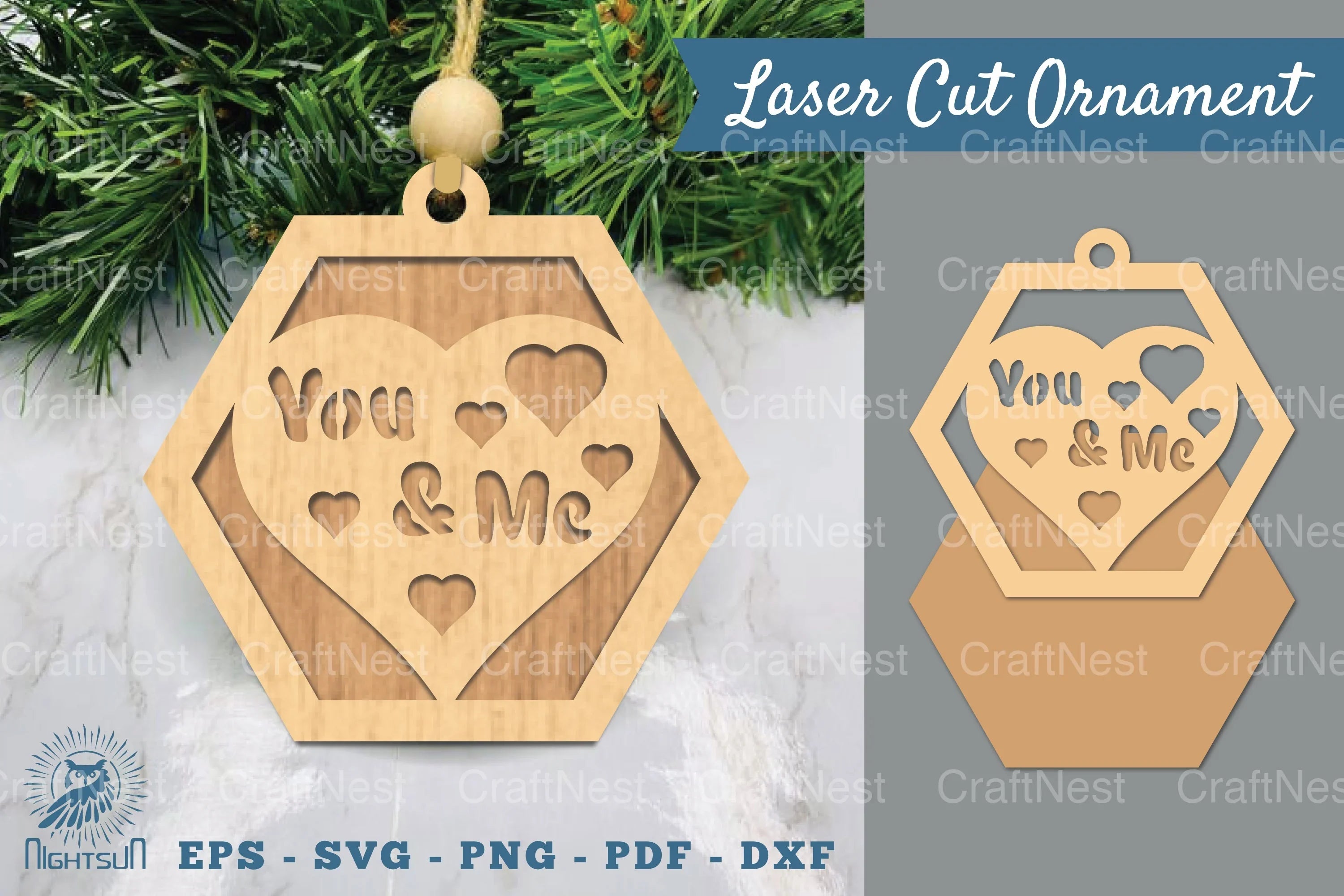 You and Me Laser Cut Ornament SVG Clipart - CraftNest - Digital Crafting and Art