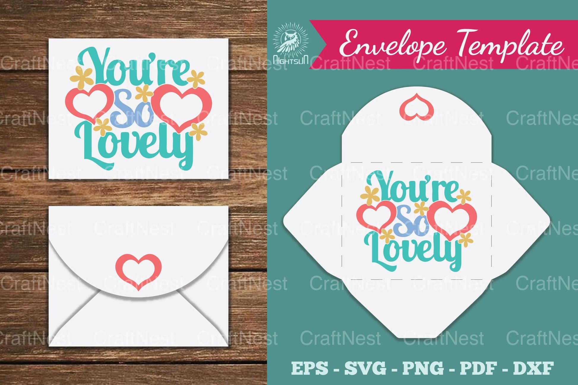 You're So Lovely Envelope Template Bundle - CraftNest - Digital Crafting and Art