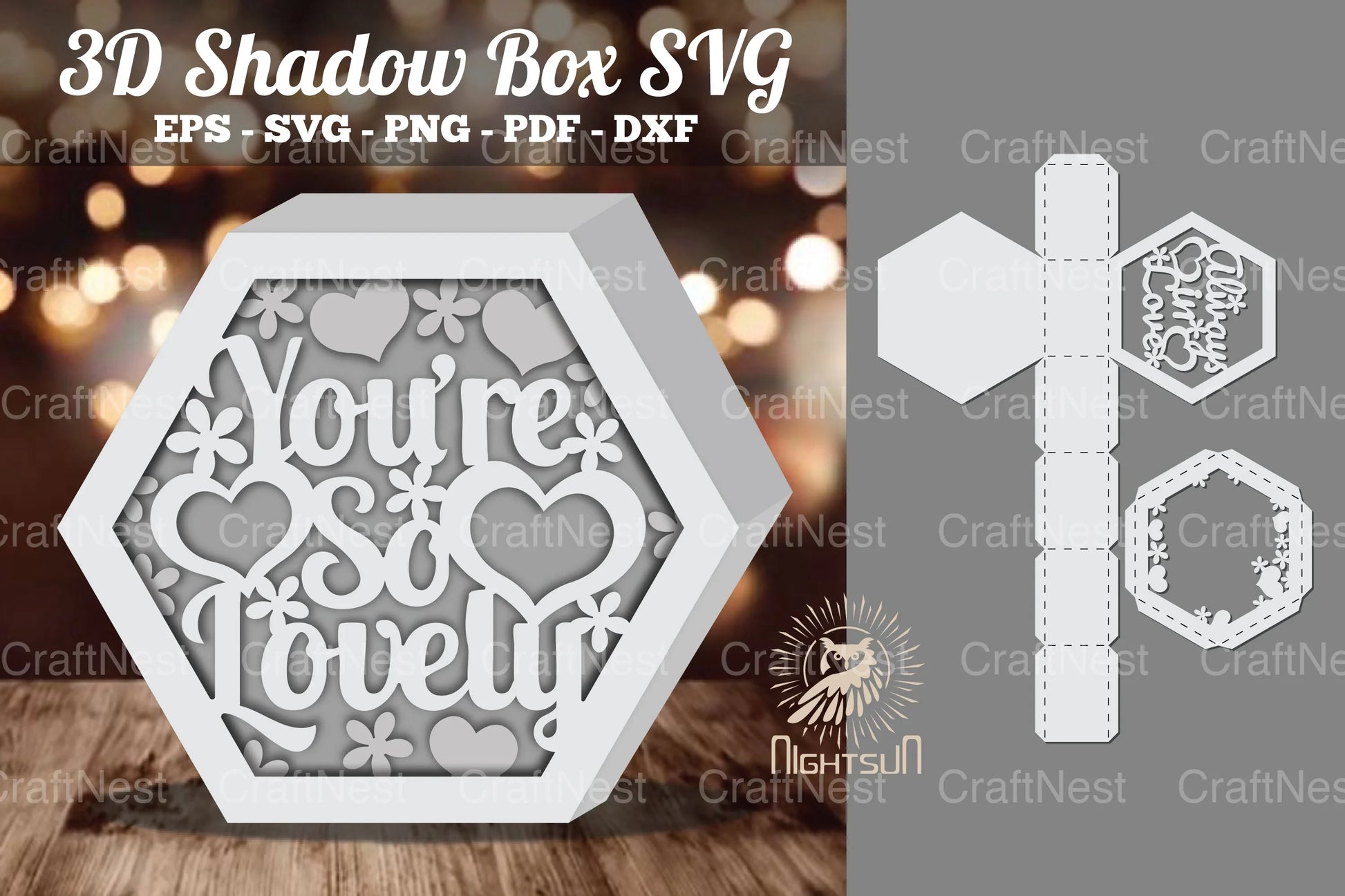 You're So Lovely Hexagon Shadow Box Clipart Bundle - CraftNest - Digital Crafting and Art