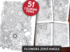 Flowers Zentangle Coloring Book - CraftNest - Digital Crafting and Art