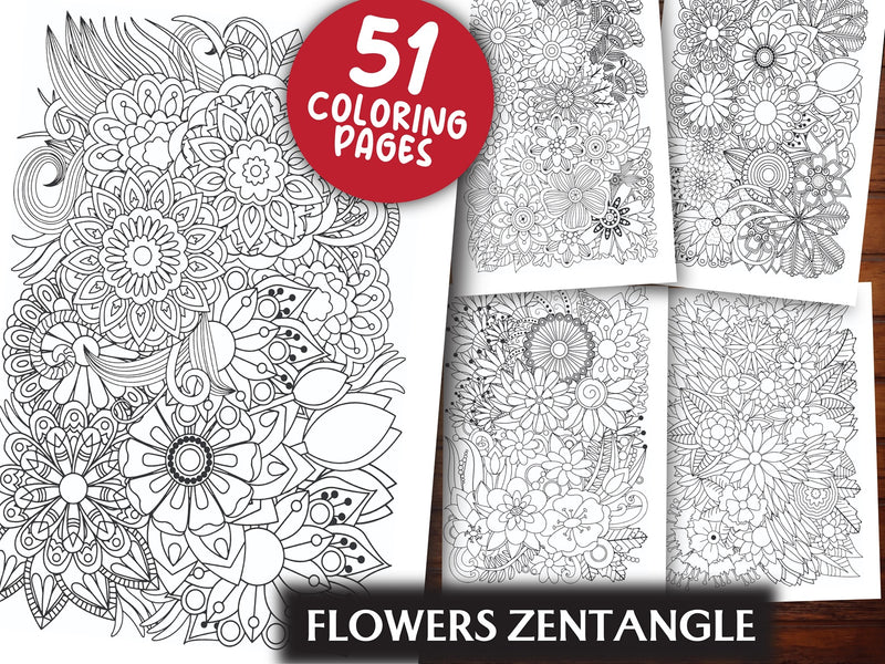 Flowers Zentangle Coloring Book - CraftNest - Digital Crafting and Art
