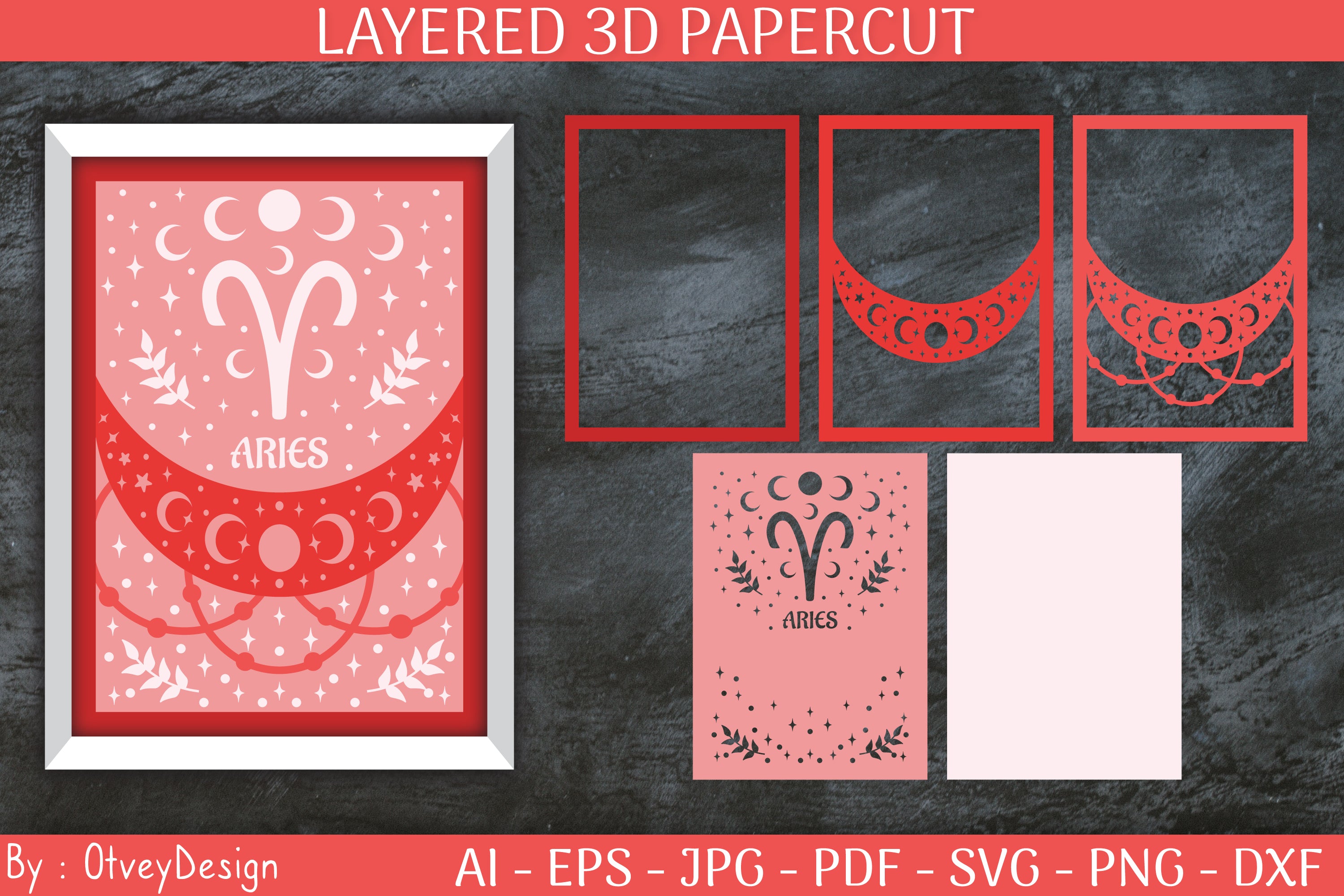 Zodiac Signs Celestial 3D Layered Papercut SVG Bundle