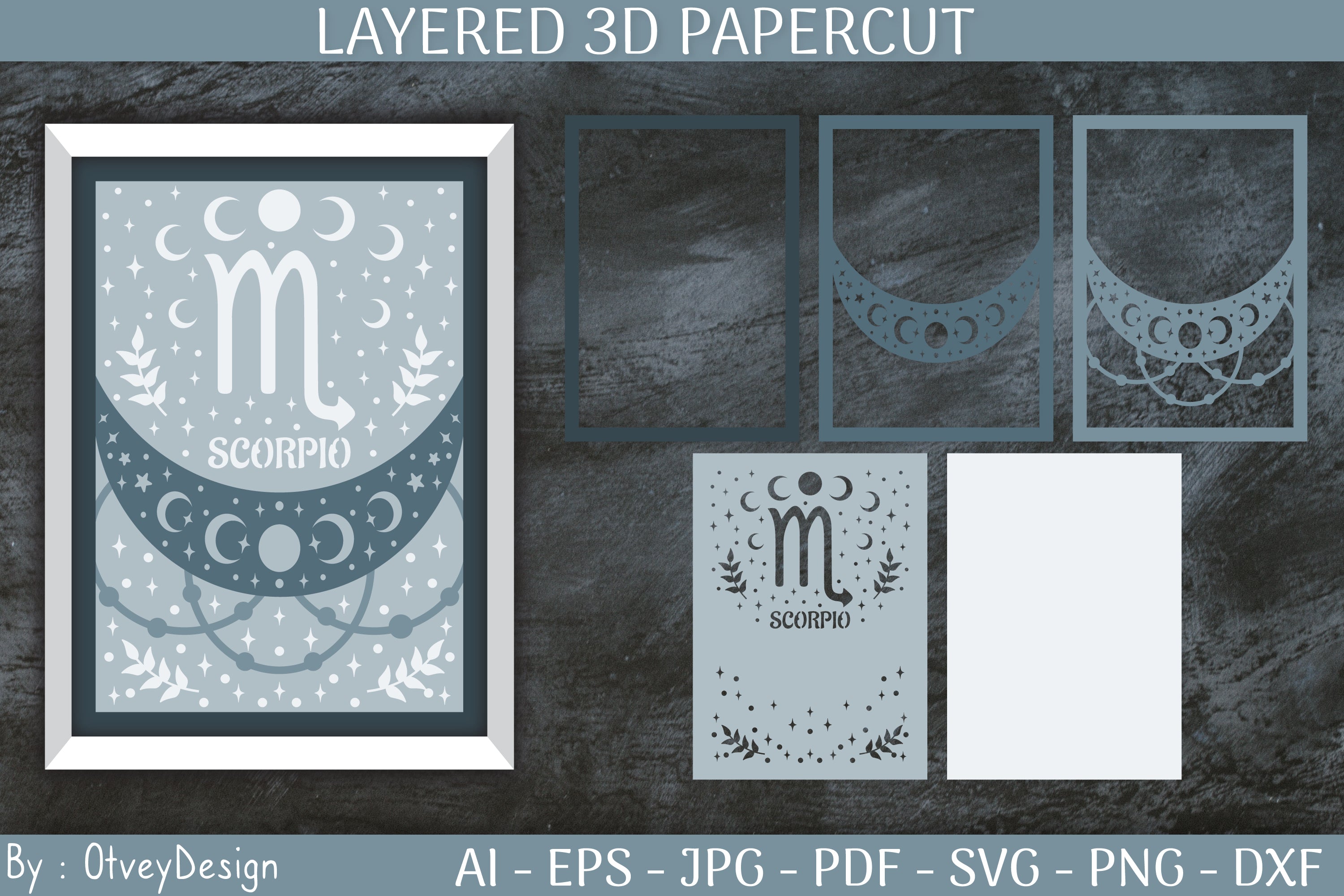 Zodiac Signs Celestial 3D Layered Papercut SVG Bundle