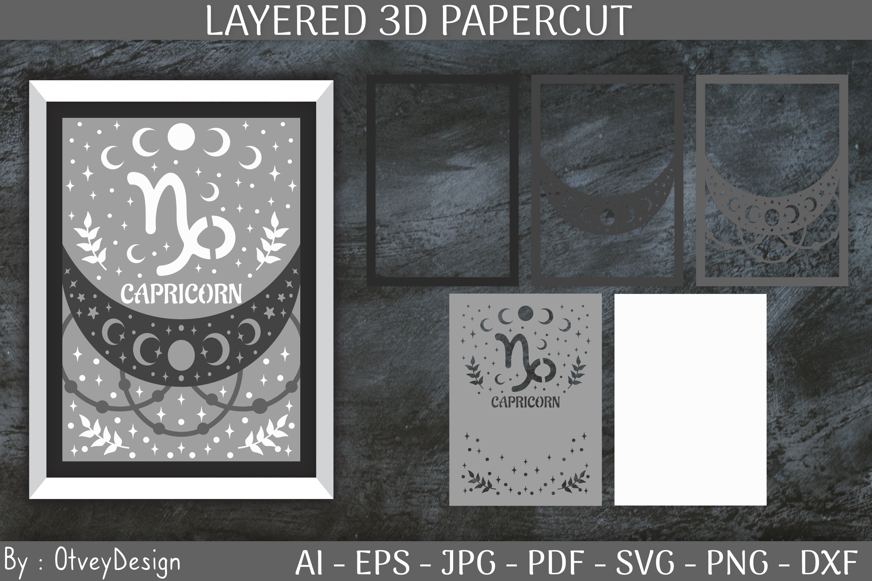 Zodiac Signs Celestial 3D Layered Papercut SVG Bundle