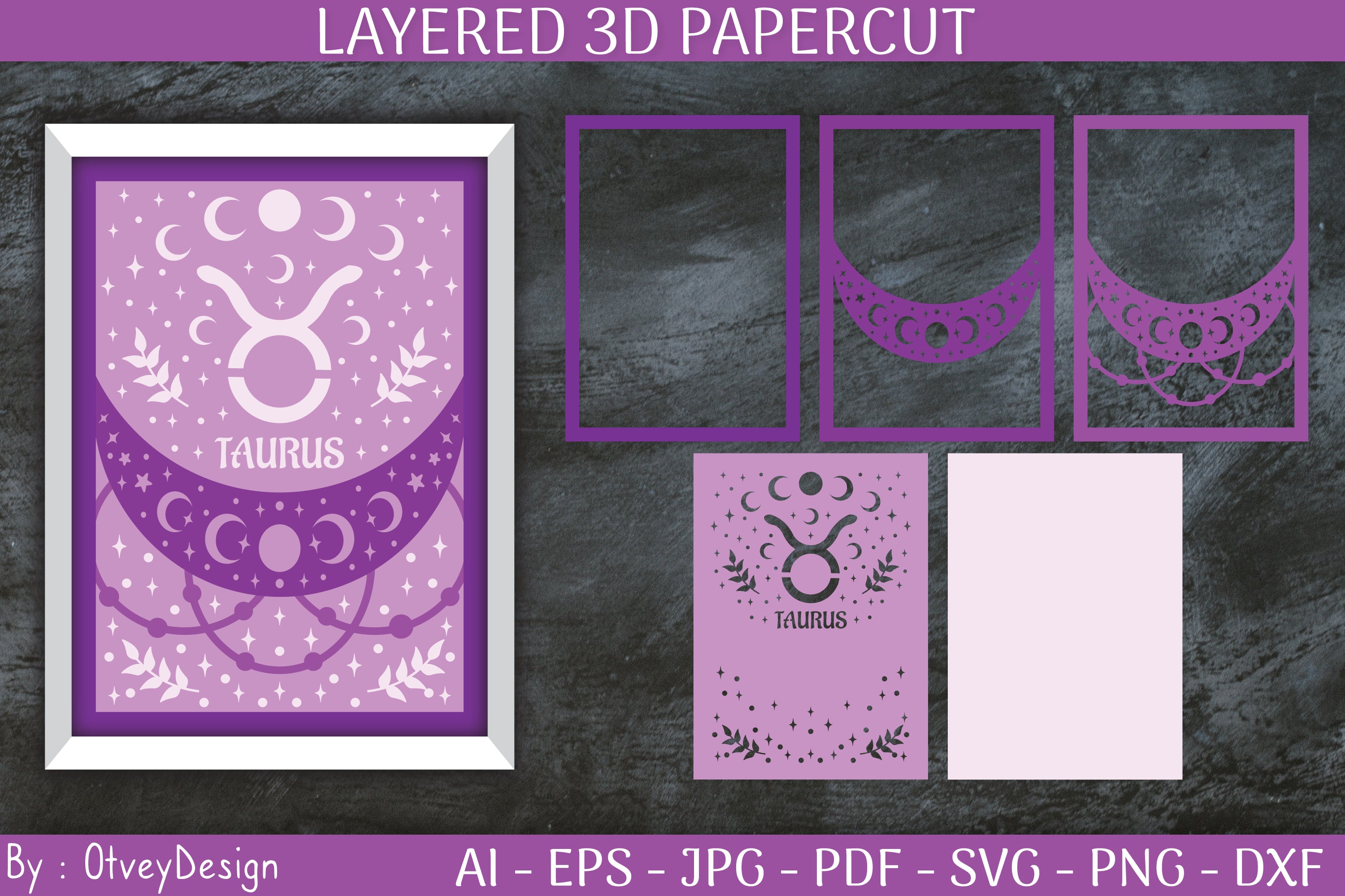 Zodiac Signs Celestial 3D Layered Papercut SVG Bundle