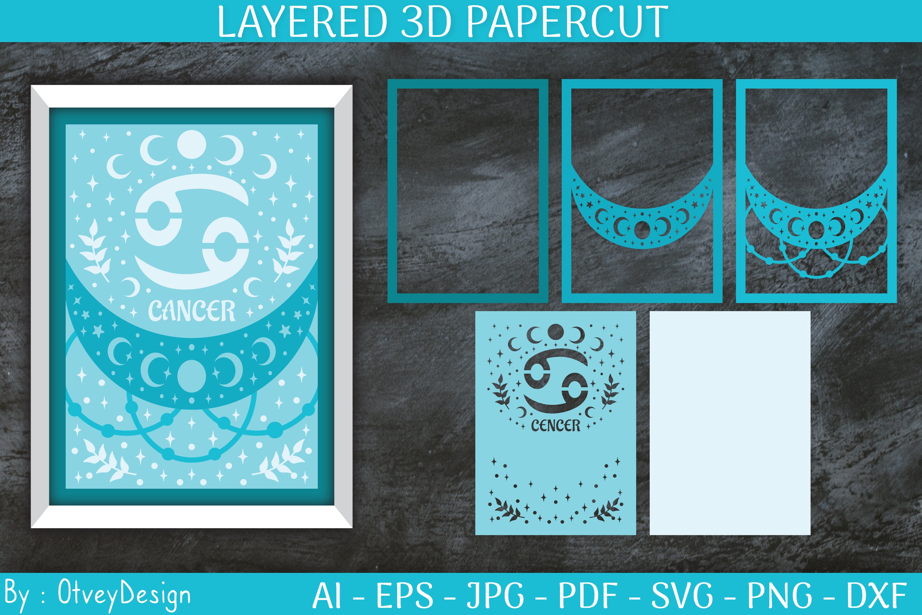 Zodiac Signs Celestial 3D Layered Papercut SVG Bundle