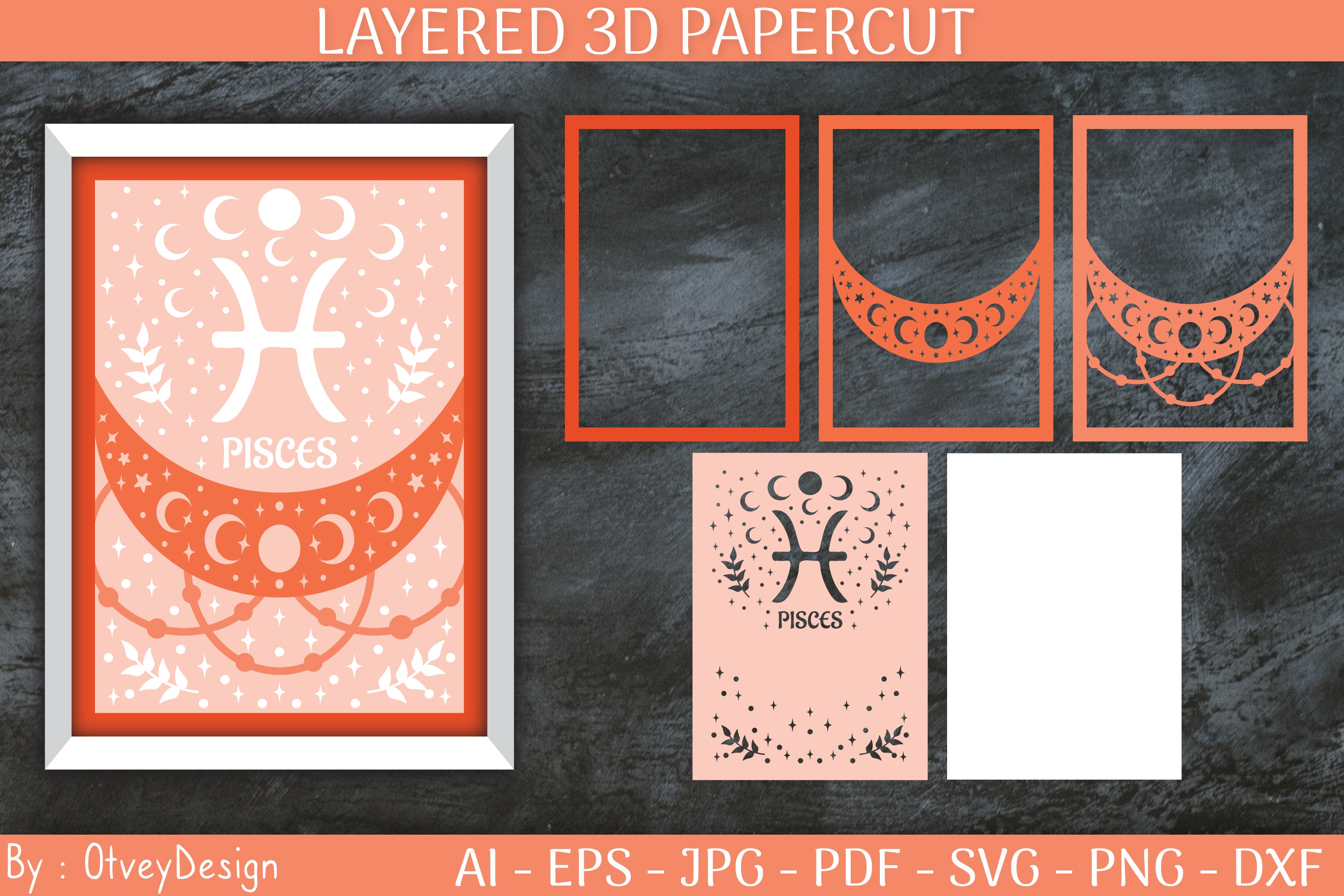 Zodiac Signs Celestial 3D Layered Papercut SVG Bundle