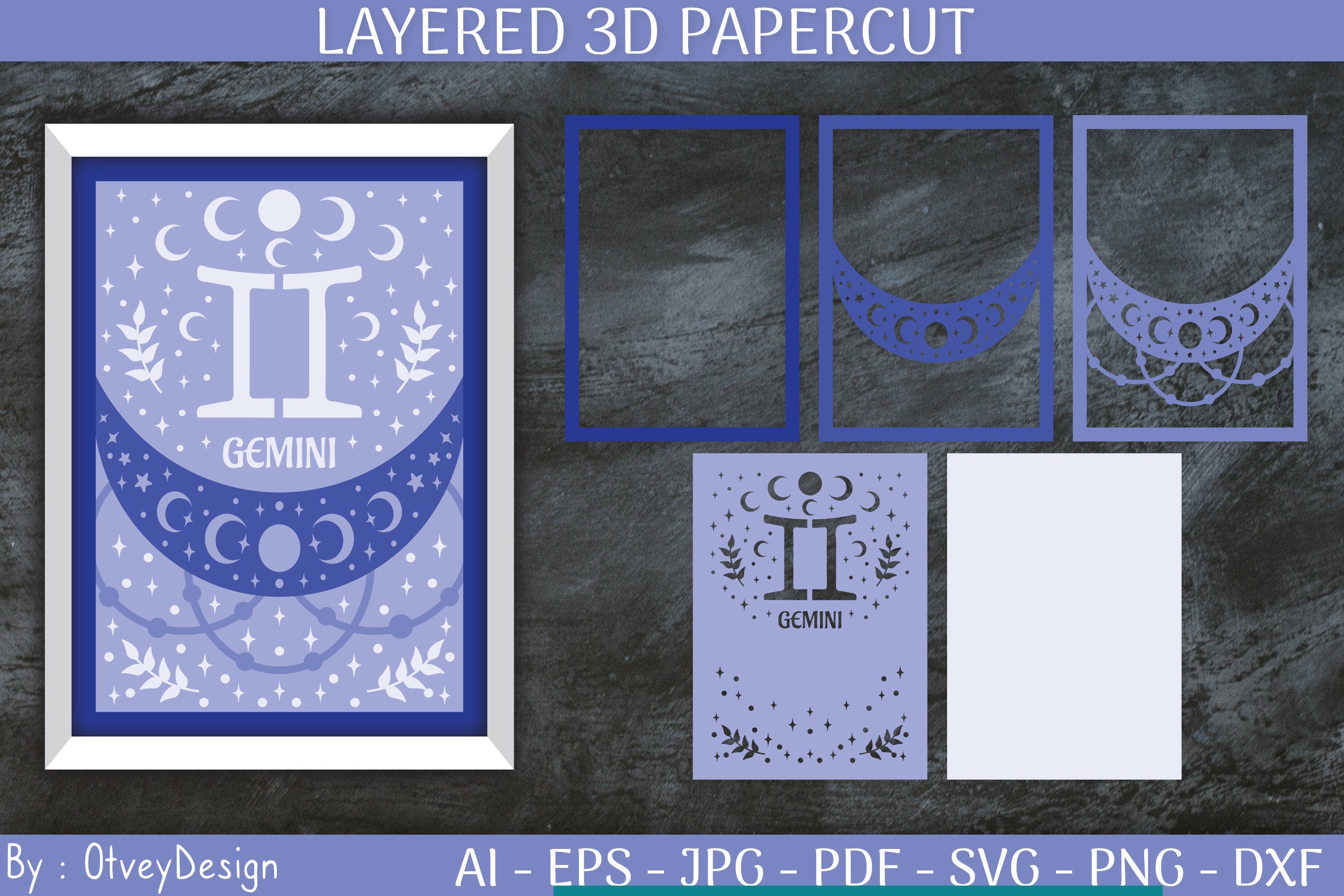 Zodiac Signs Celestial 3D Layered Papercut SVG Bundle