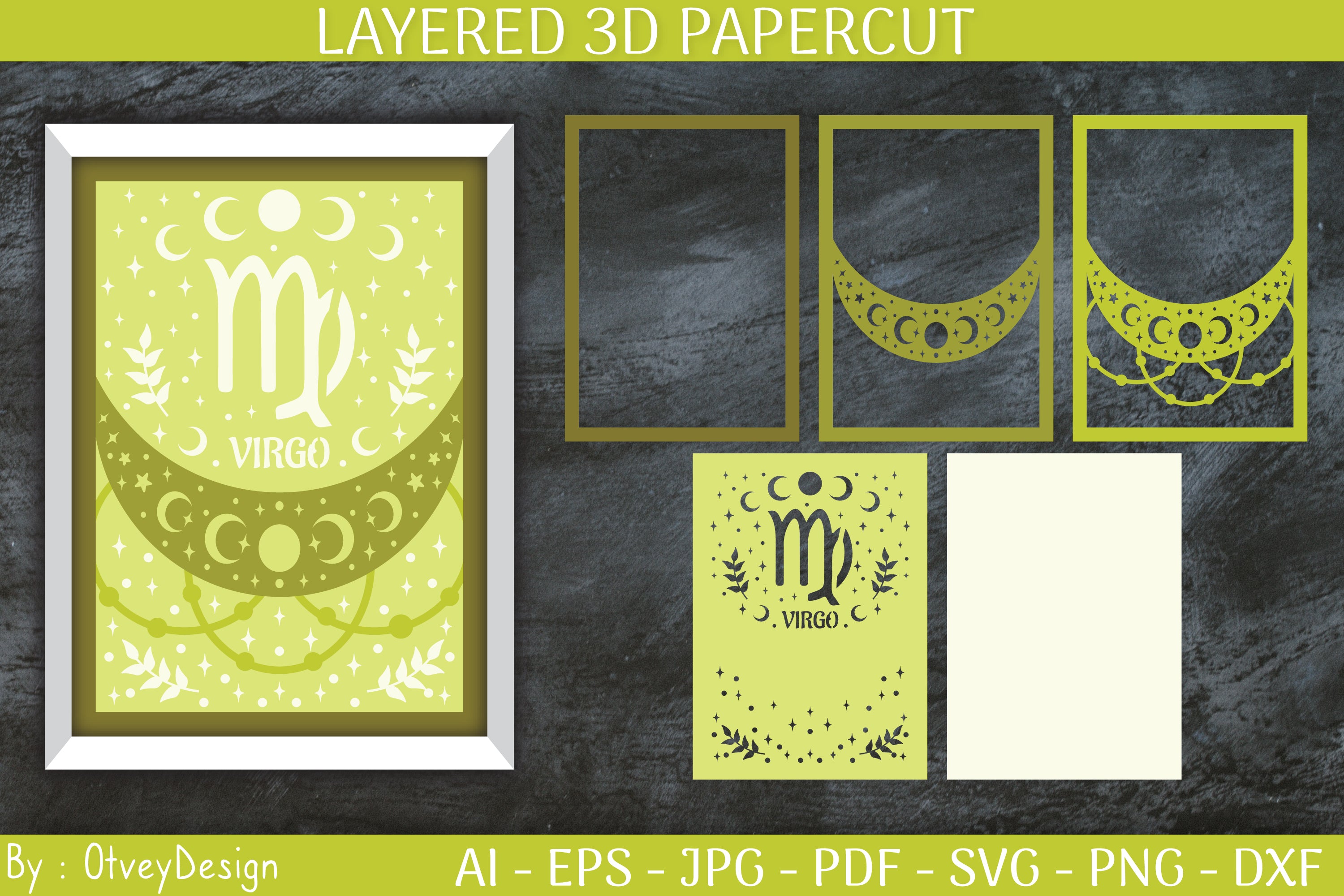 Zodiac Signs Celestial 3D Layered Papercut SVG Bundle