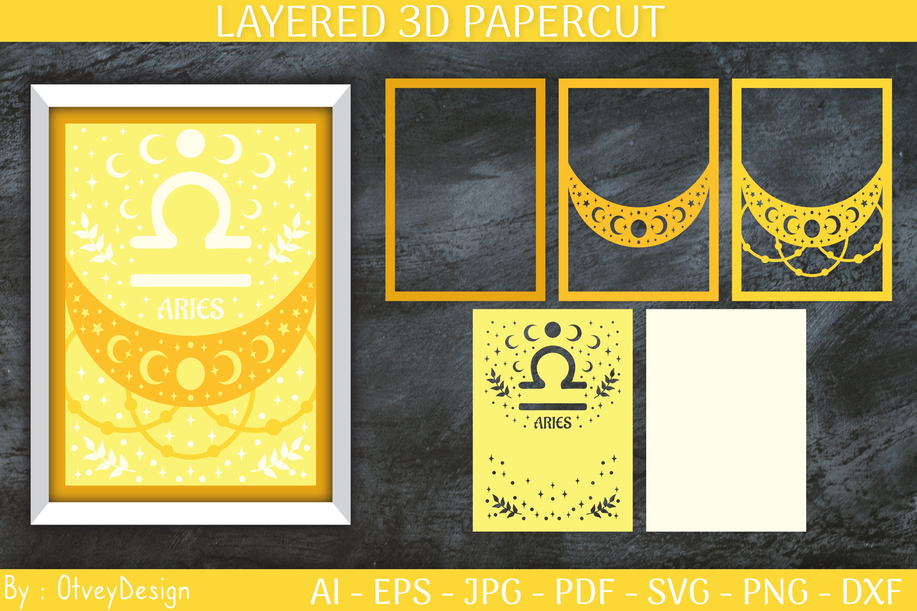 Zodiac Signs Celestial 3D Layered Papercut SVG Bundle