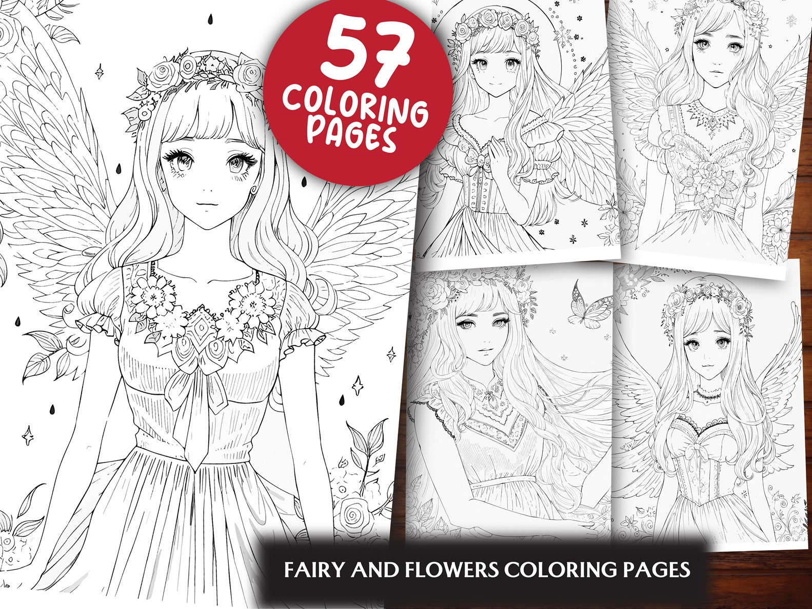 Fairy and Flowers Coloring Pages - CraftNest - Digital Crafting and Art