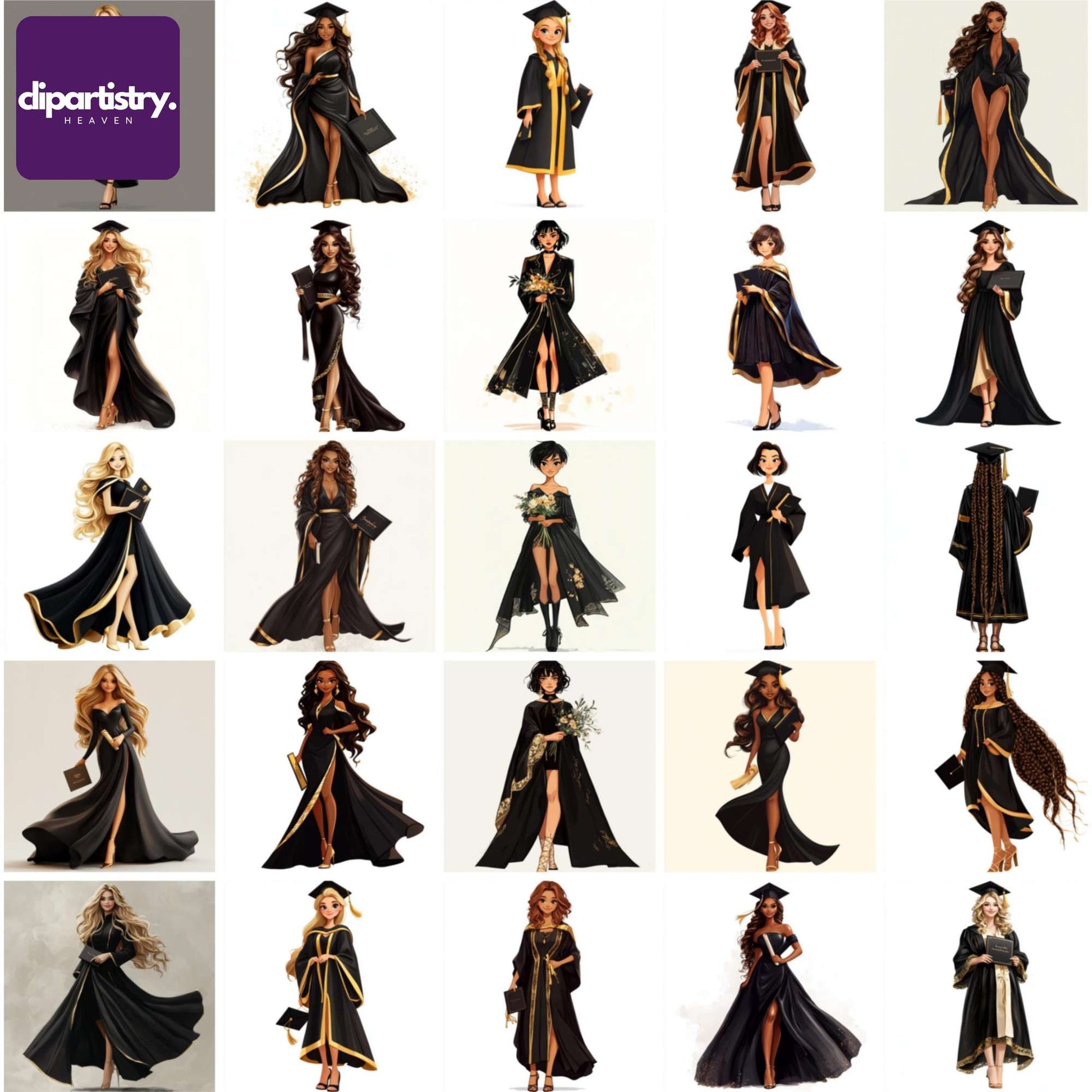 Female Graduate Students Clipart - CraftNest - Digital Crafting and Art