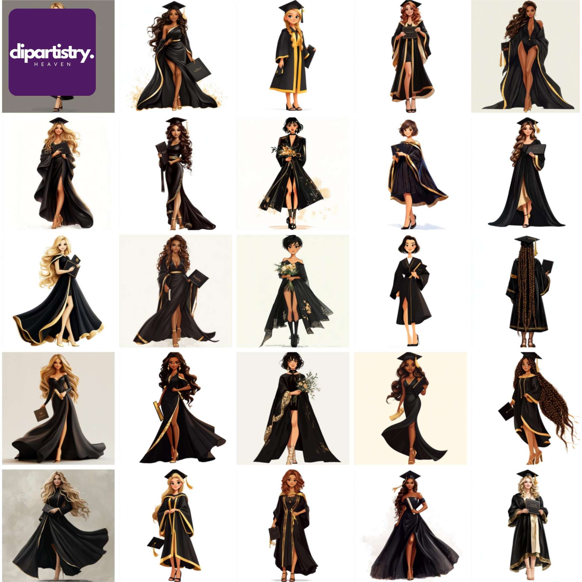Female Graduate Students Clipart - CraftNest - Digital Crafting and Art