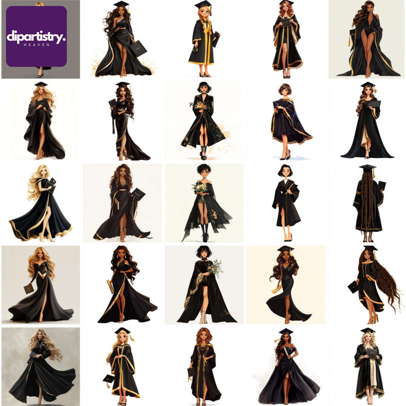 Female Graduate Students Clipart - CraftNest - Digital Crafting and Art