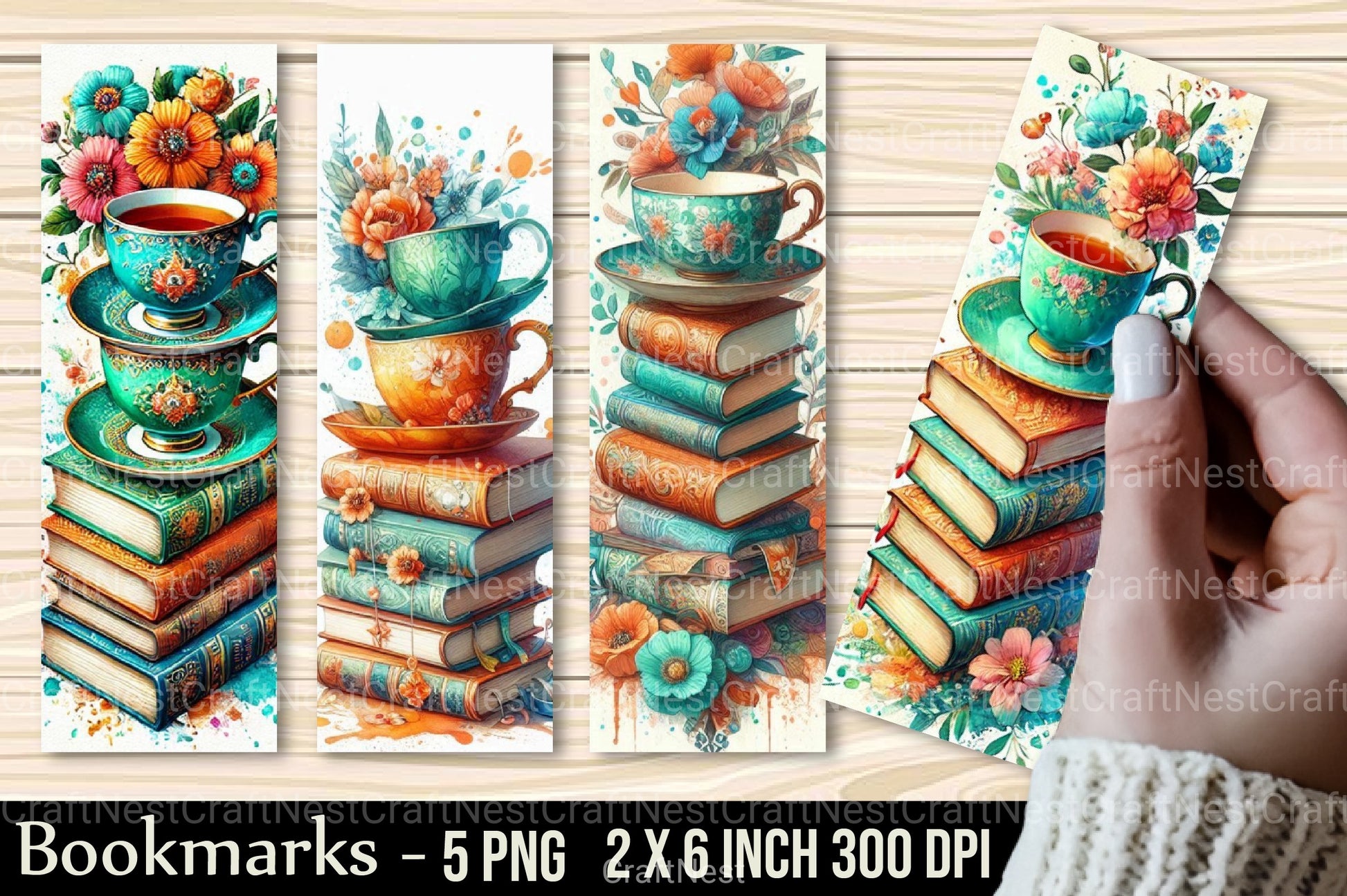 Flowers Butterfly Books Tea Bookmark Junk Journal - CraftNest - Digital Crafting and Art