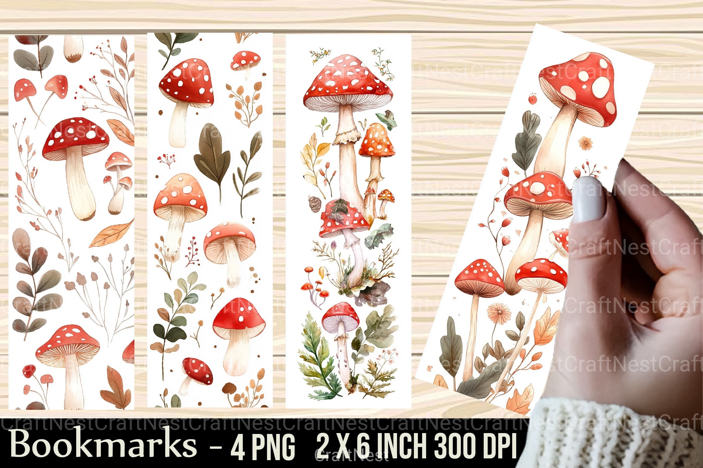 Mushroom Pattern Bookmark Junk Journal - CraftNest - Digital Crafting and Art