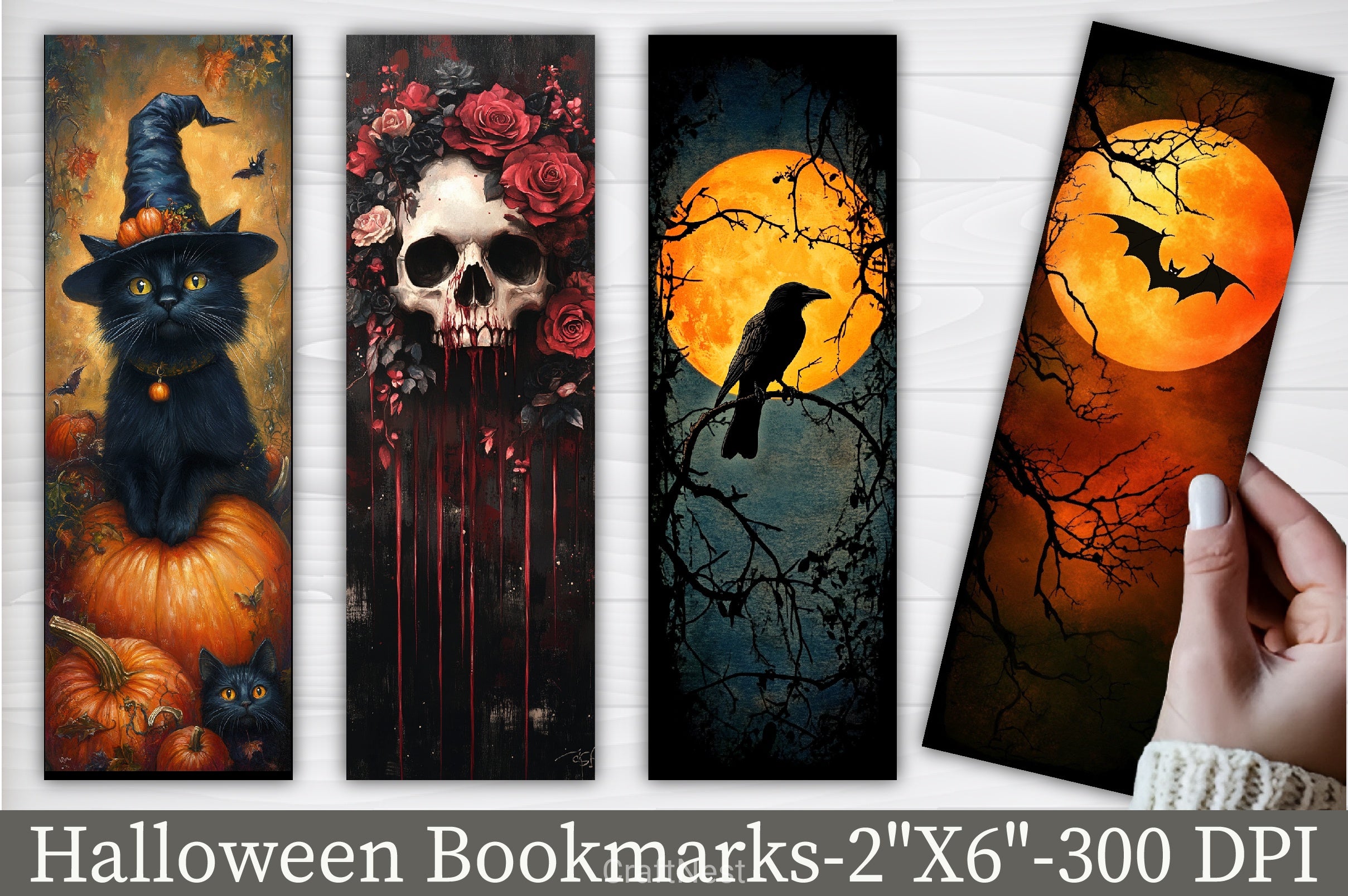 Halloween Bookmarks Junk Journal 5 - CraftNest - Digital Crafting and Art