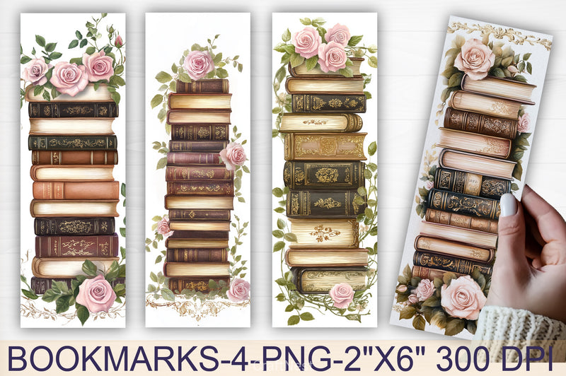 Book Stack & Floral Bookmarks Junk Journal - CraftNest - Digital Crafting and Art