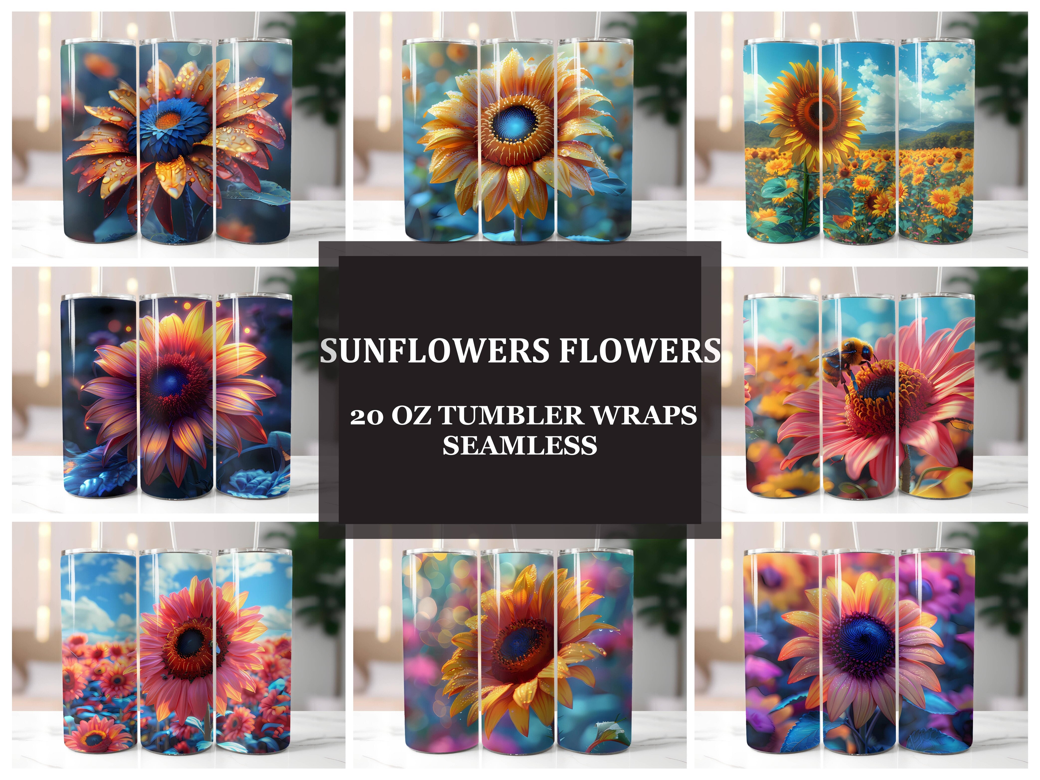 Sunflowers Flowers Tumbler Wrap - CraftNest - Digital Crafting and Art