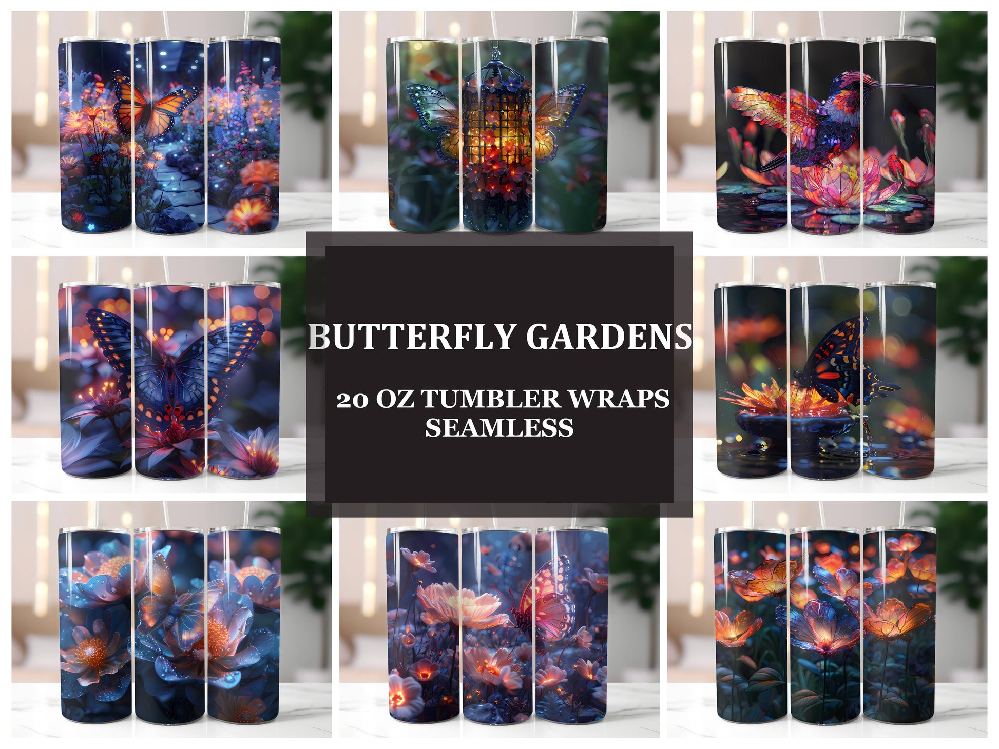 Butterfly Gardens 4 Tumbler Wrap - CraftNest - Digital Crafting and Art