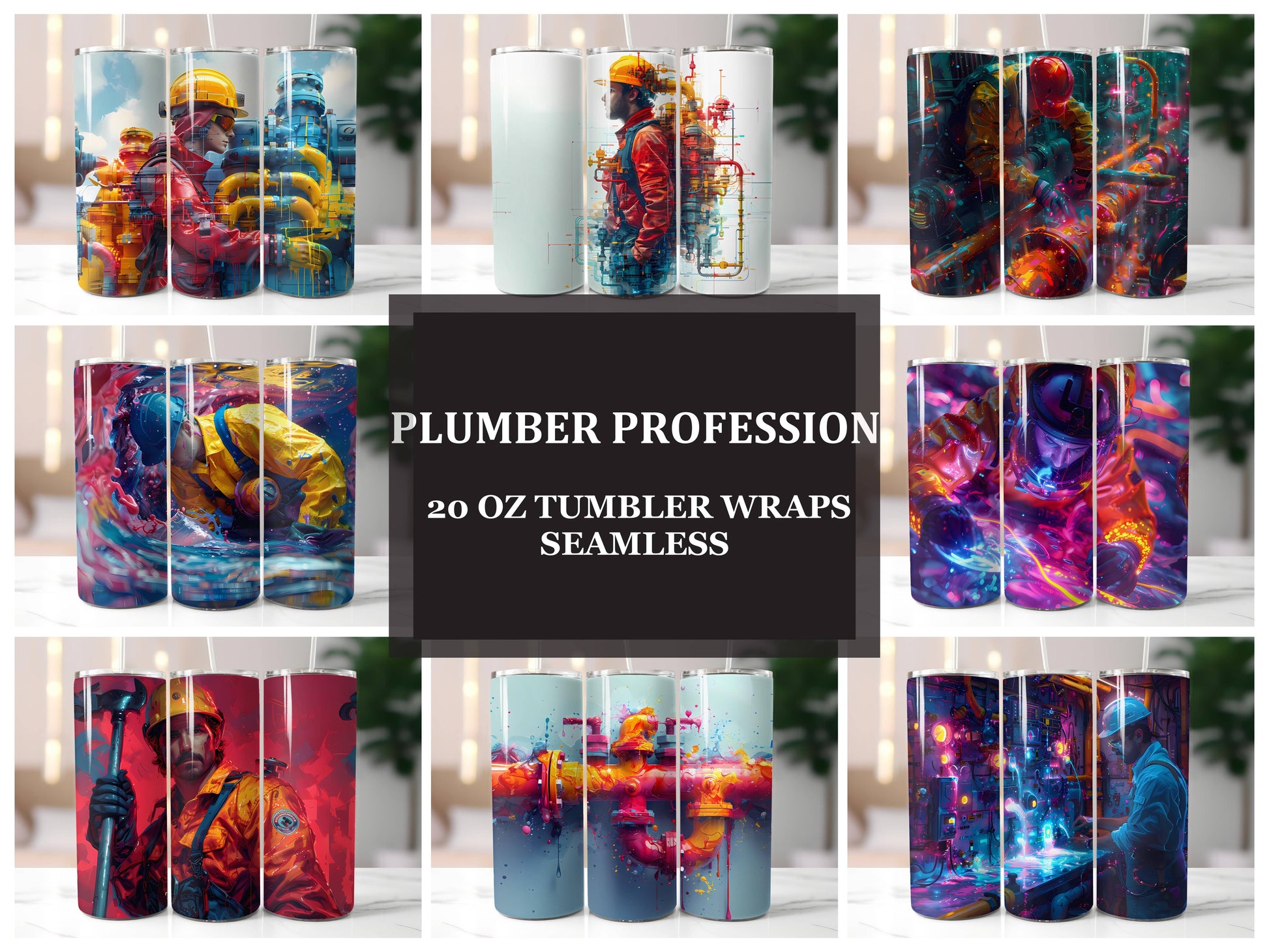 Plumber Profession 3 Tumbler Wrap - CraftNest - Digital Crafting and Art