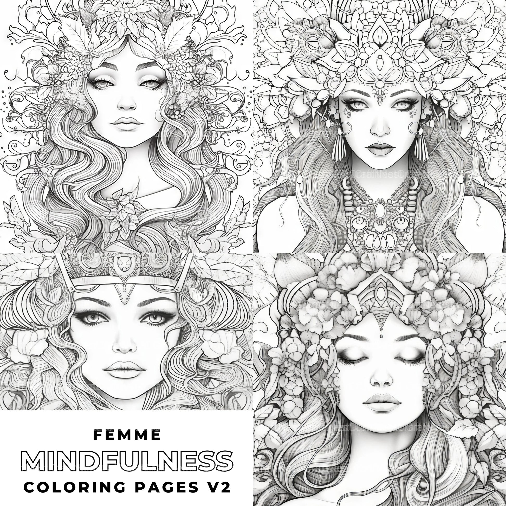 Femme Portrait Coloring Book - CraftNest - Digital Crafting and Art