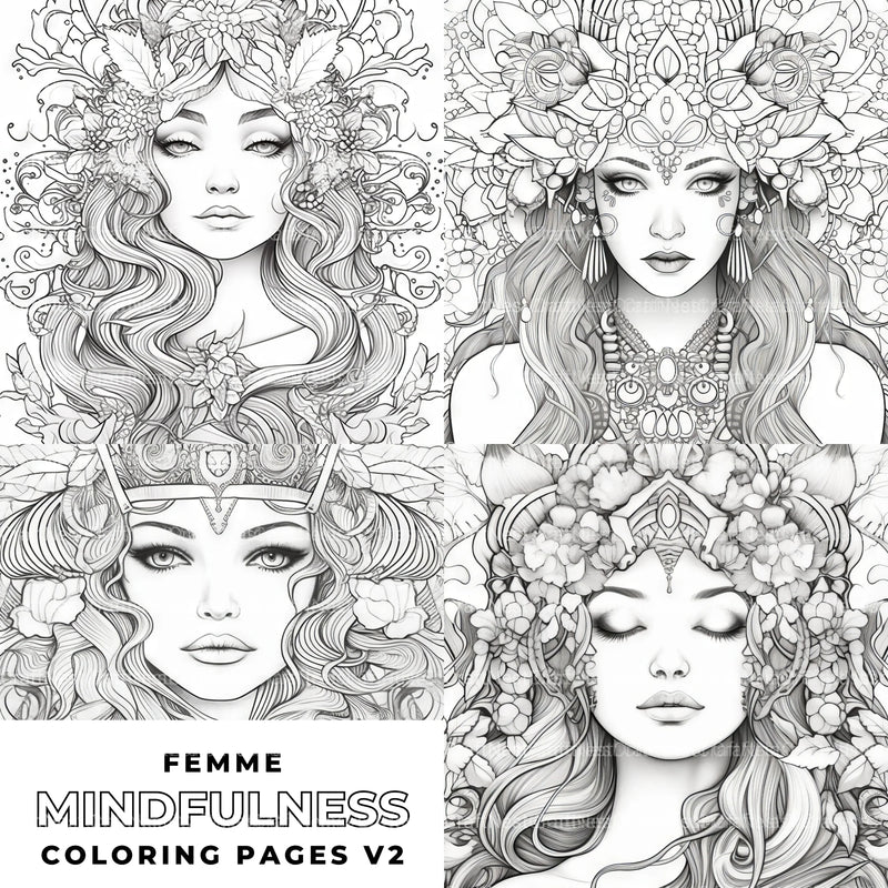Femme Portrait Coloring Book - CraftNest - Digital Crafting and Art