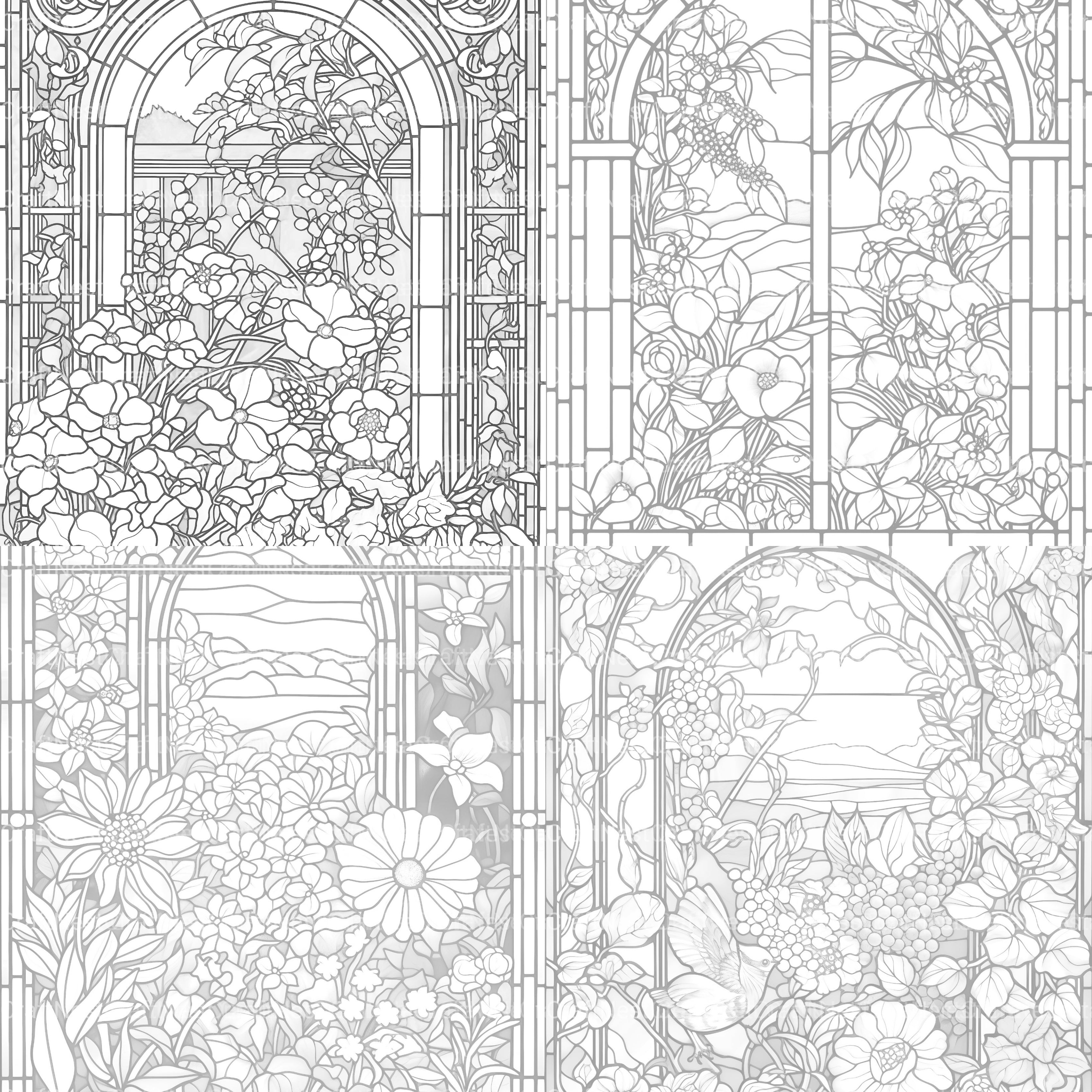 Stained Glass Garden Coloring Book - CraftNest - Digital Crafting and Art