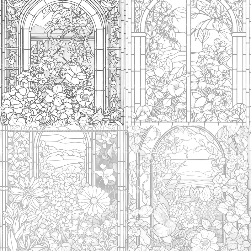 Stained Glass Garden Coloring Book - CraftNest - Digital Crafting and Art
