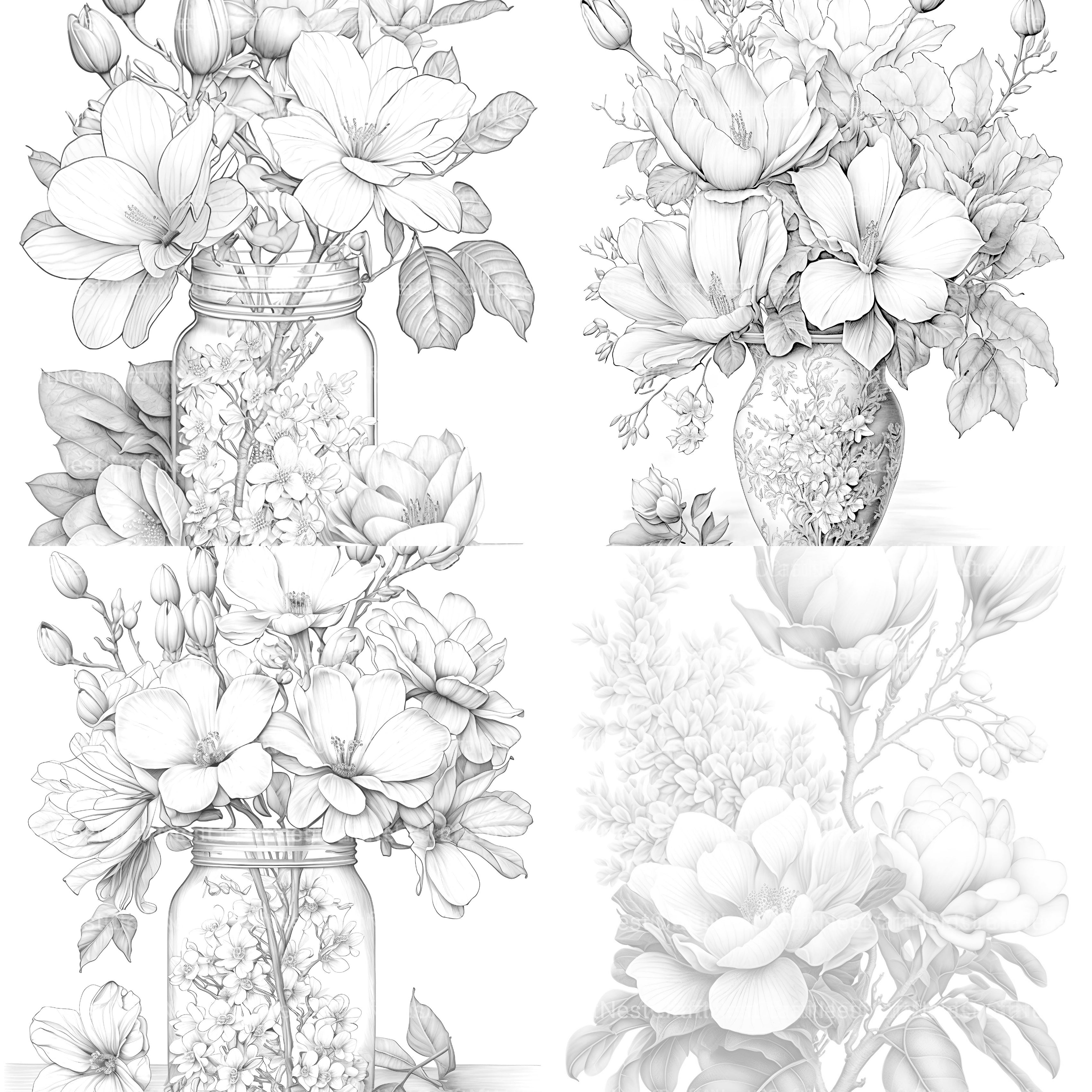 Magnolia Flower Coloring Book - CraftNest - Digital Crafting and Art