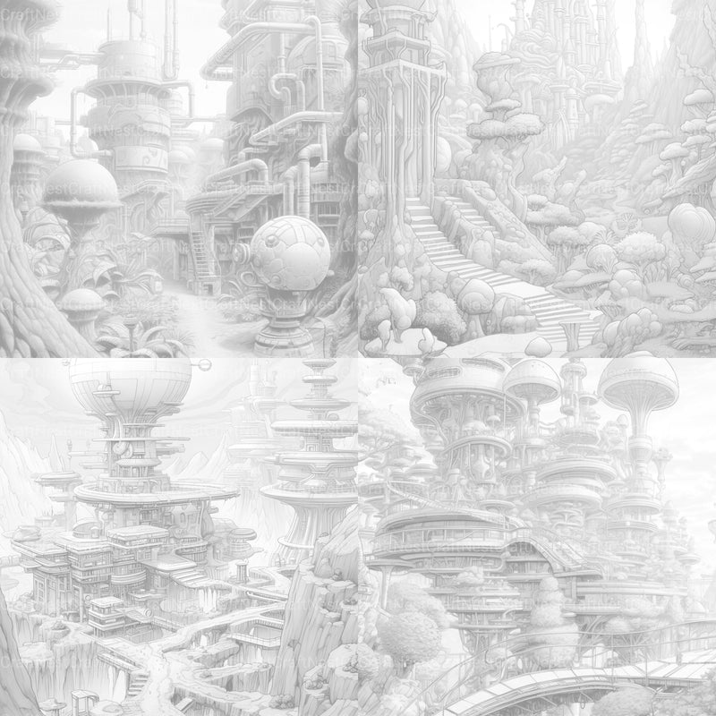 Sci-Fi Landscape Coloring Book - CraftNest - Digital Crafting and Art