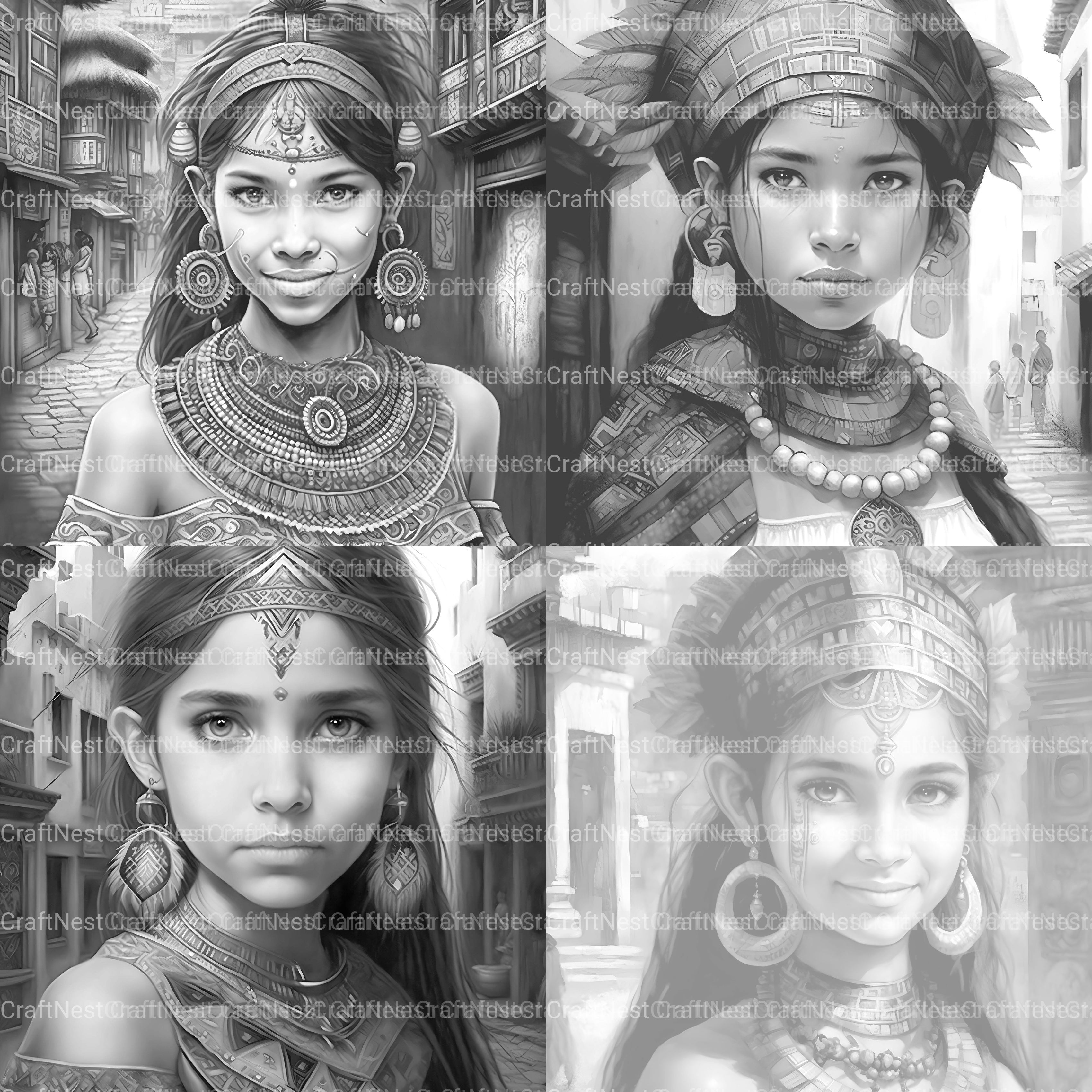 Aztec Woman Coloring Book - CraftNest - Digital Crafting and Art