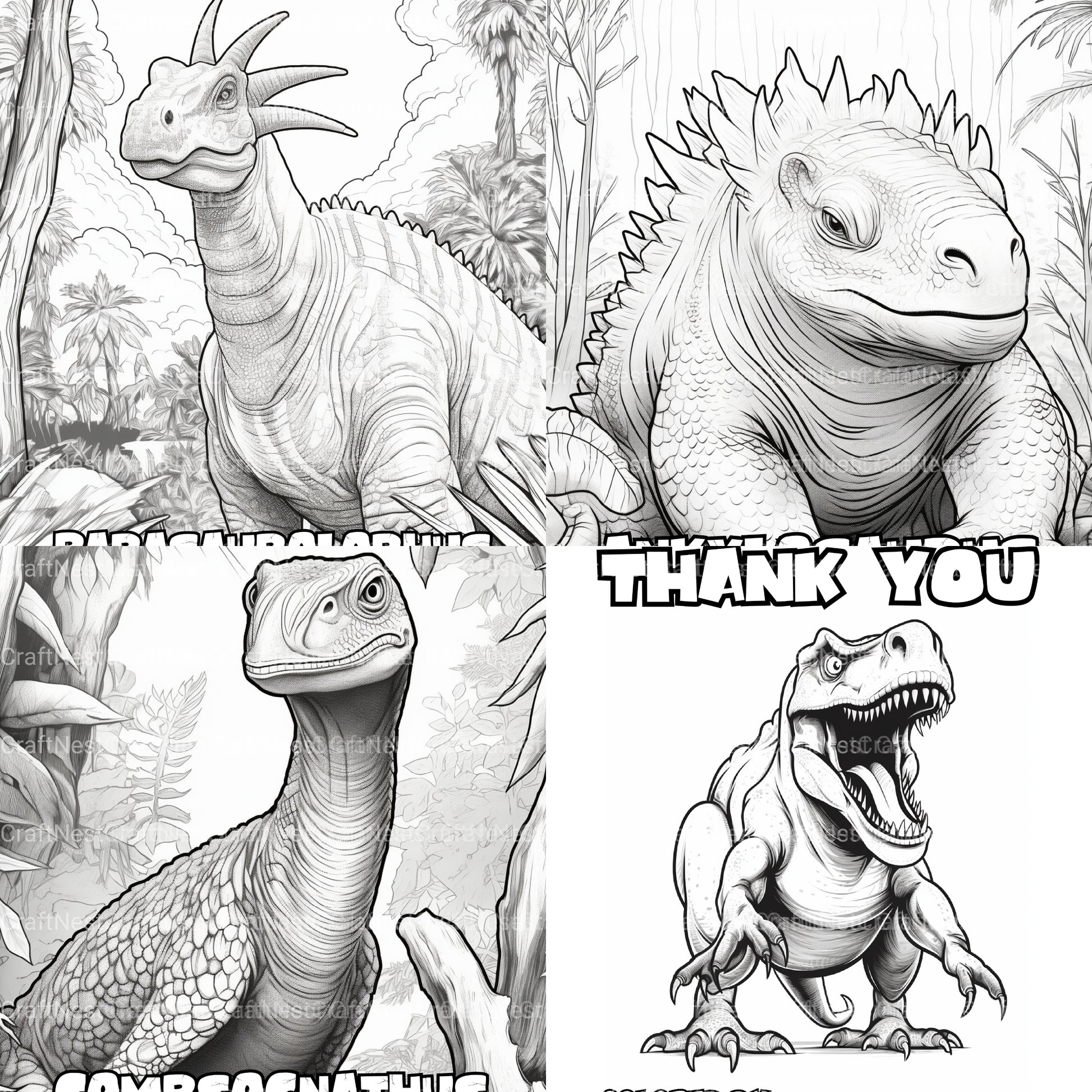 Kids Dinosaur Coloring Book - CraftNest - Digital Crafting and Art