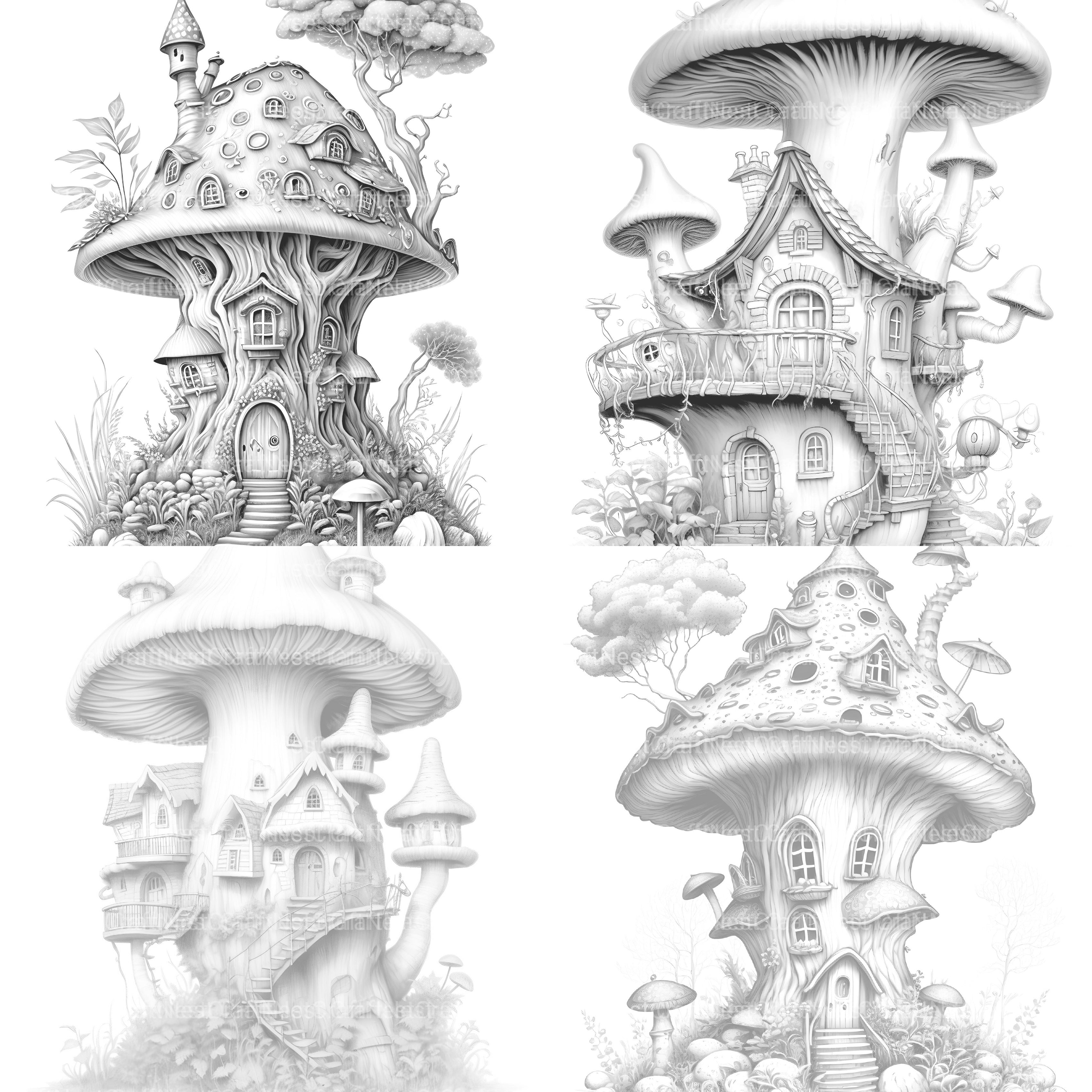 Magical Mushroom House Coloring Book - CraftNest - Digital Crafting and Art