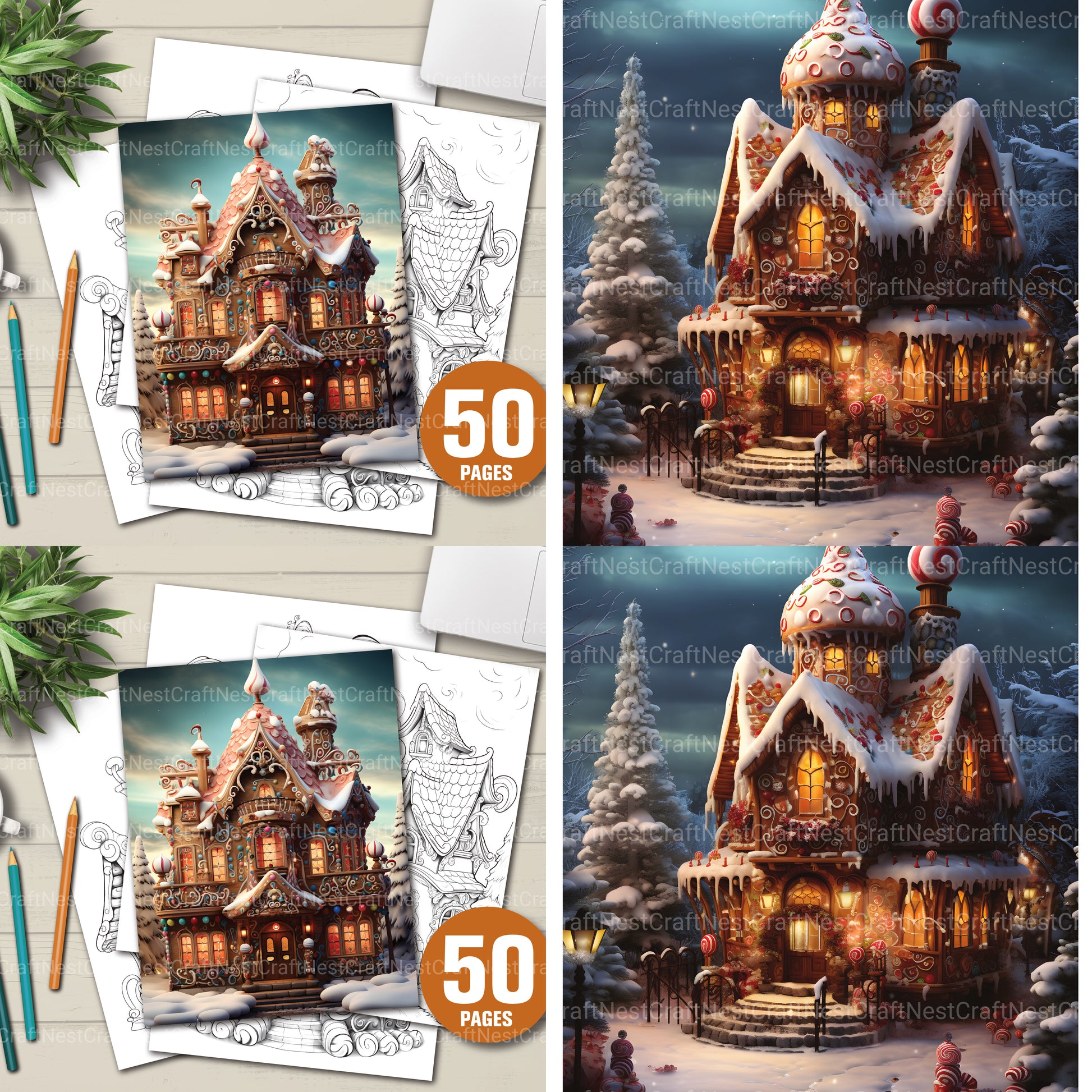 Gingerbread House Coloring Book - CraftNest - Digital Crafting and Art