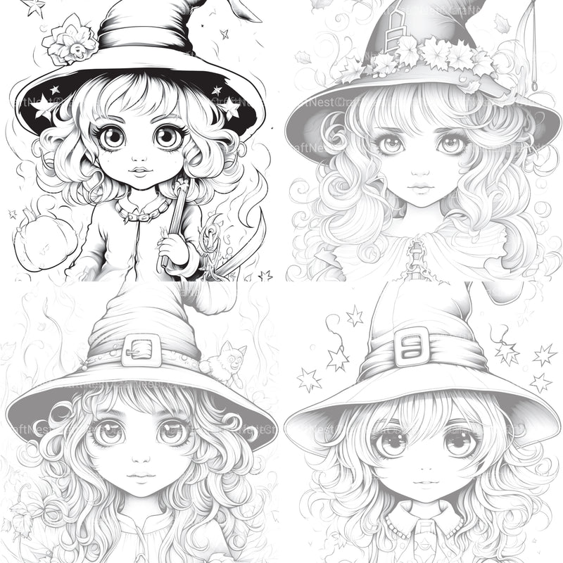 Cute Witch Coloring Book - CraftNest - Digital Crafting and Art