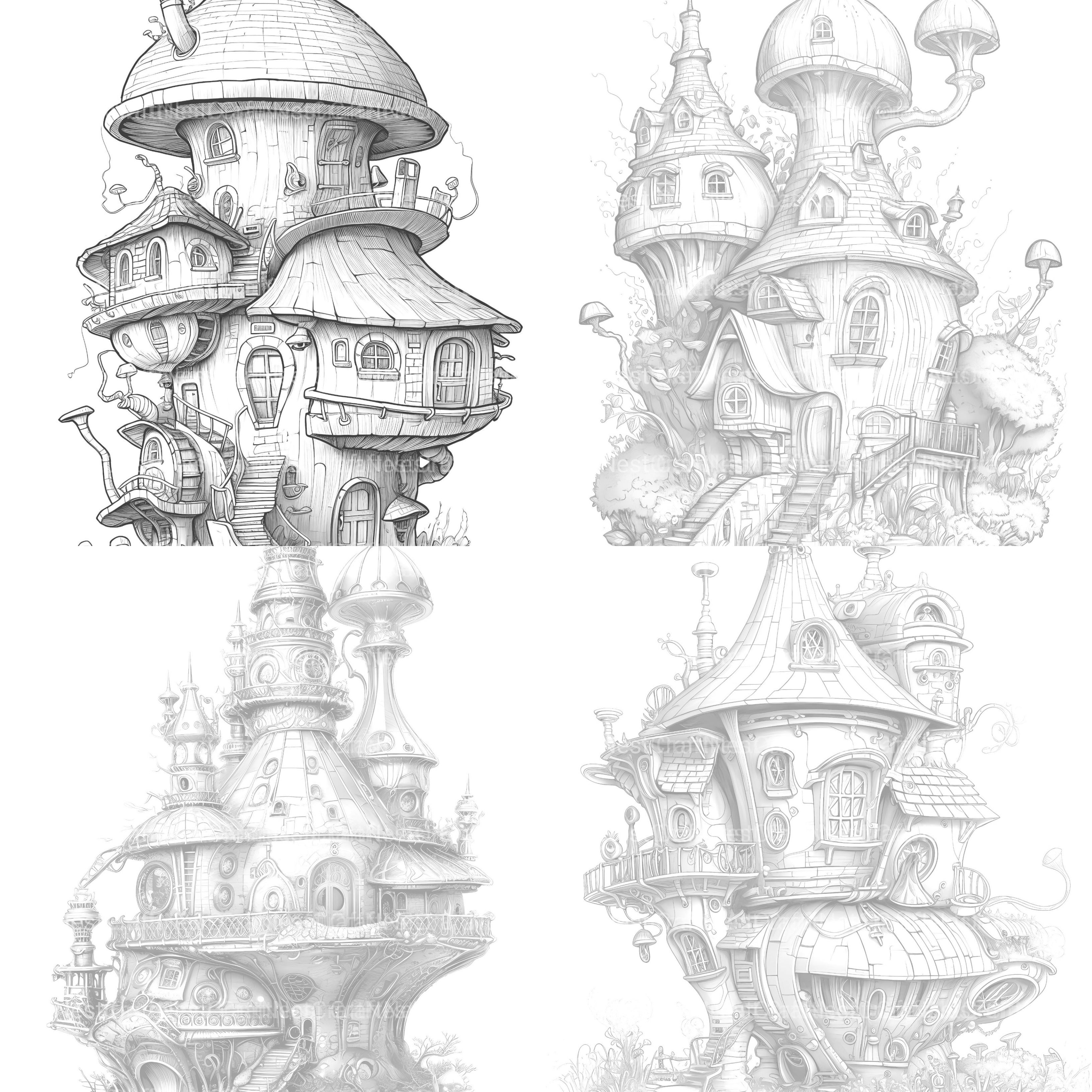 Futuristic Fairy House Coloring Book - CraftNest - Digital Crafting and Art