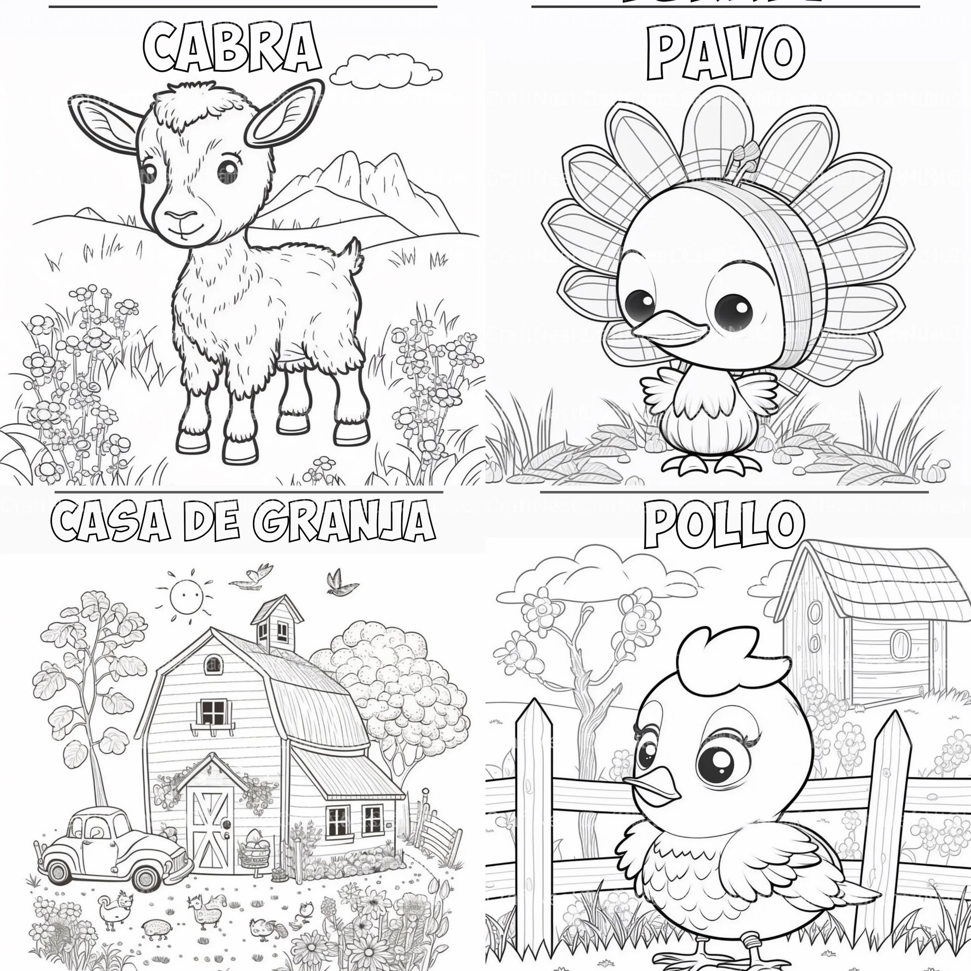 Barnyard Animals Learning Coloring Book - CraftNest - Digital Crafting and Art