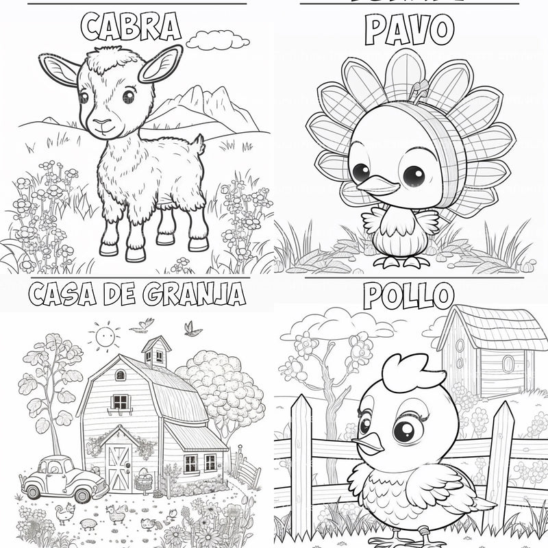 Barnyard Animals Learning Coloring Book - CraftNest - Digital Crafting and Art