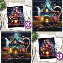 Teapot Fairy House Coloring Book 2 - CraftNest - Digital Crafting and Art