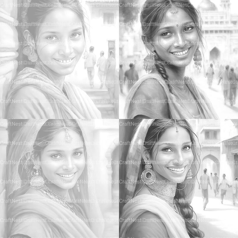 Indian Woman Coloring Book - CraftNest - Digital Crafting and Art
