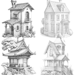 Mixed Style Tiny House Coloring Book - CraftNest - Digital Crafting and Art