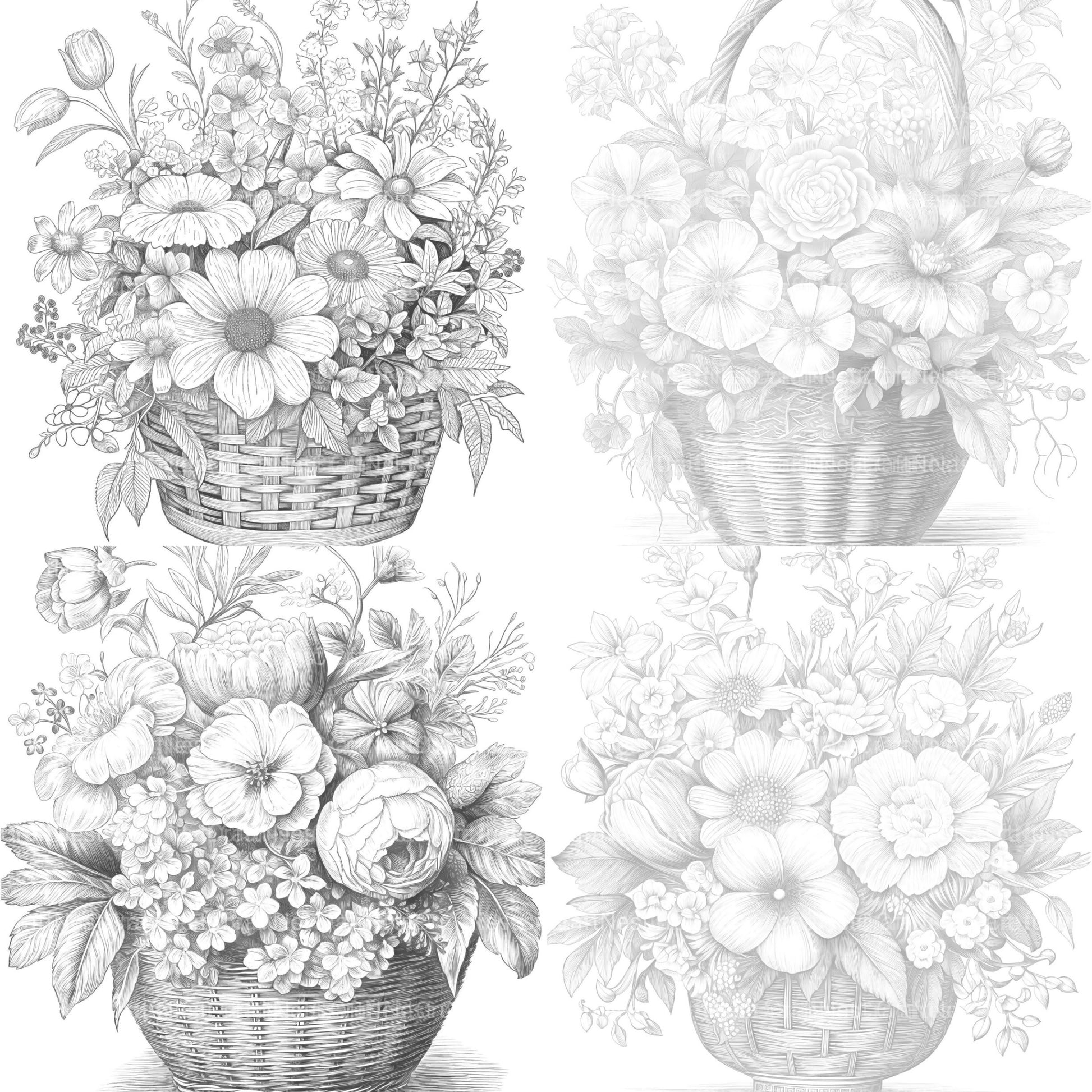 Flower Basket Coloring Book - CraftNest - Digital Crafting and Art