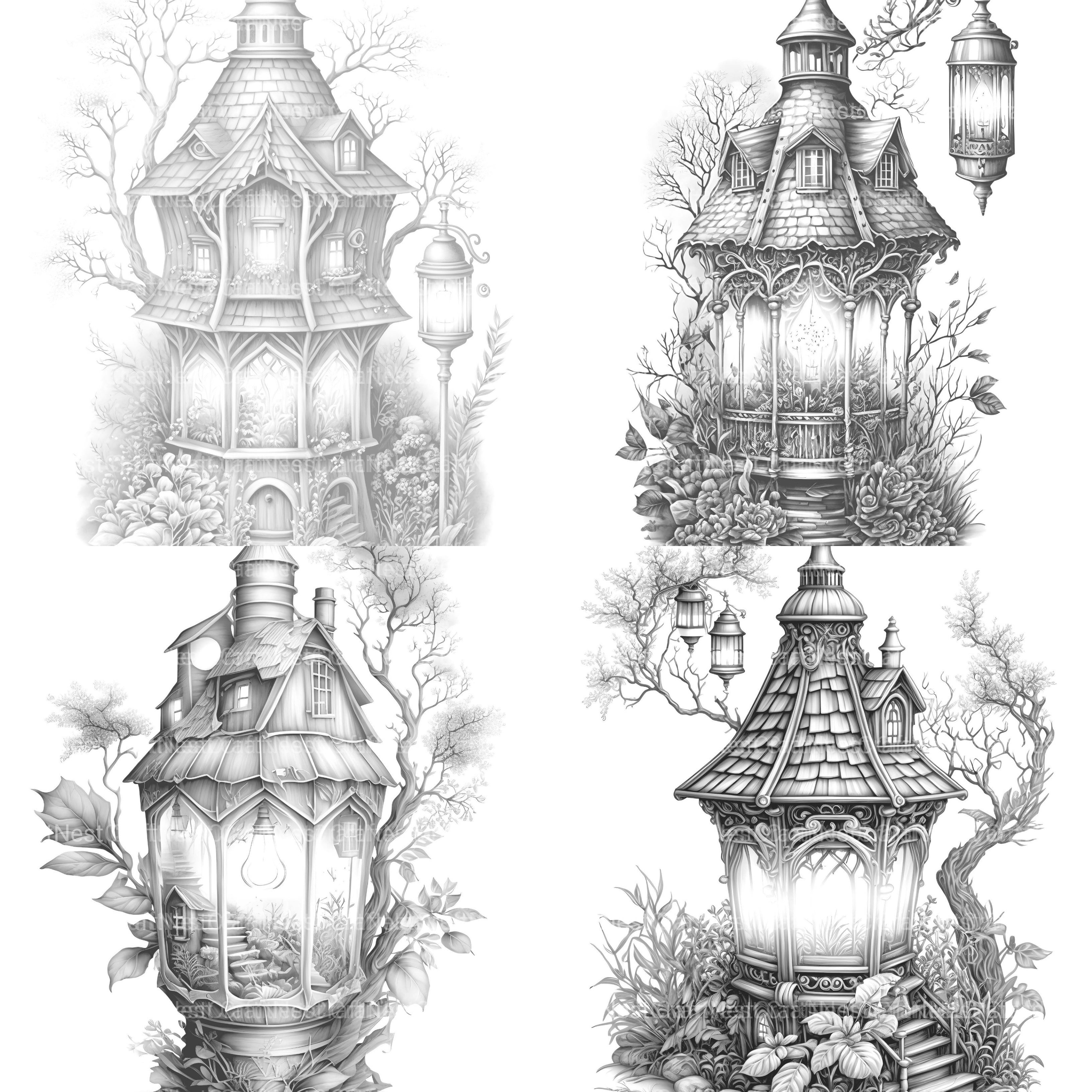 Lantern Fairy House Coloring Book - CraftNest - Digital Crafting and Art